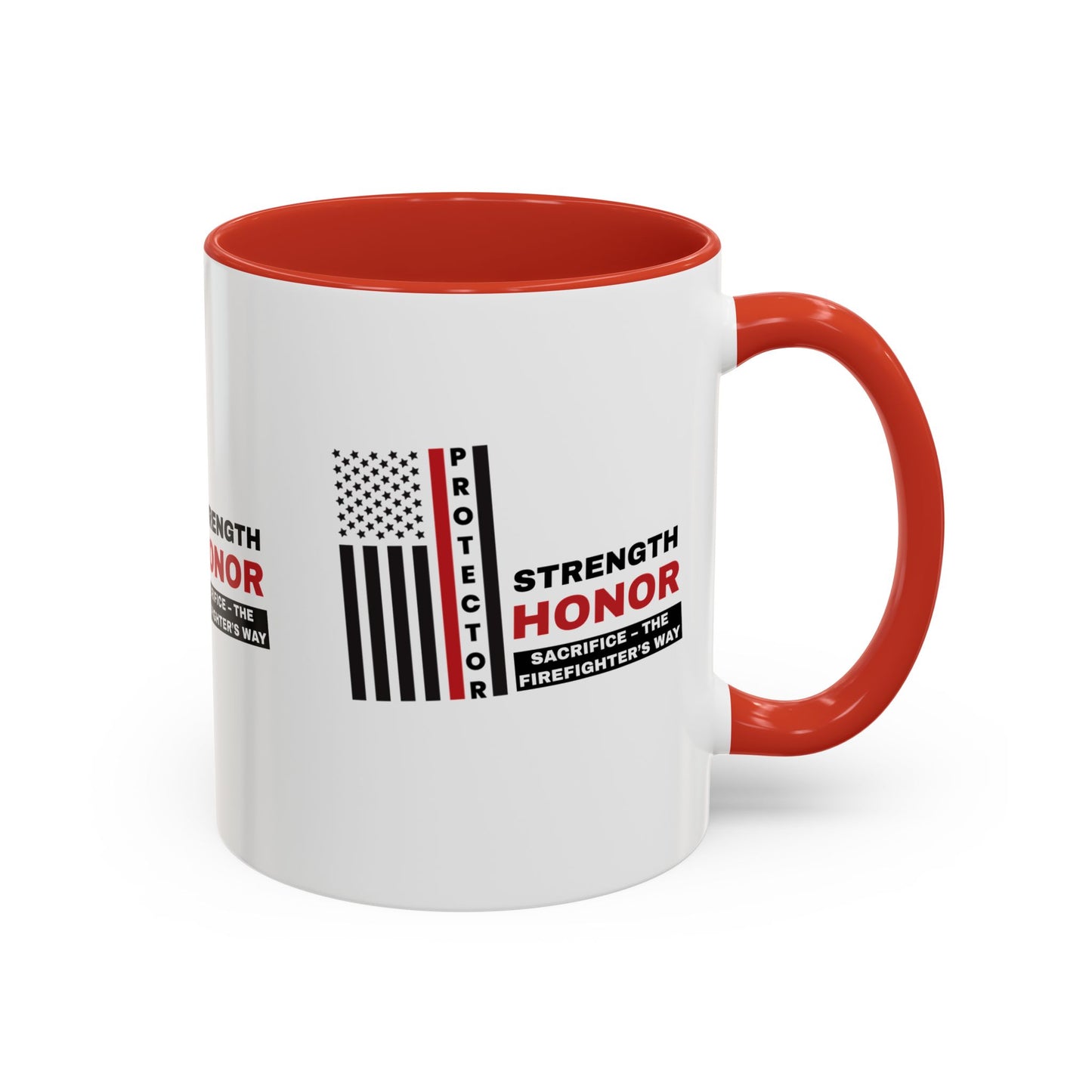 Firefighter Accent Coffee Mug – Strength, honor, sacrifice – the firefighter’s way
