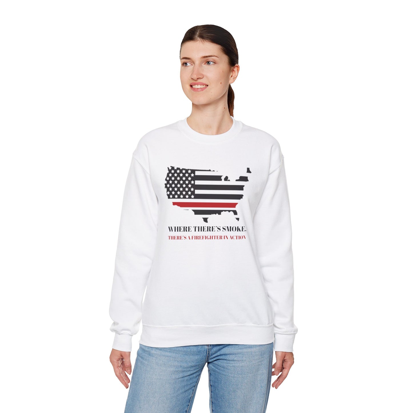 Firefighter Unisex Heavy Blend Crewneck Sweatshirt – Where there’s smoke, there’s a firefighter in action