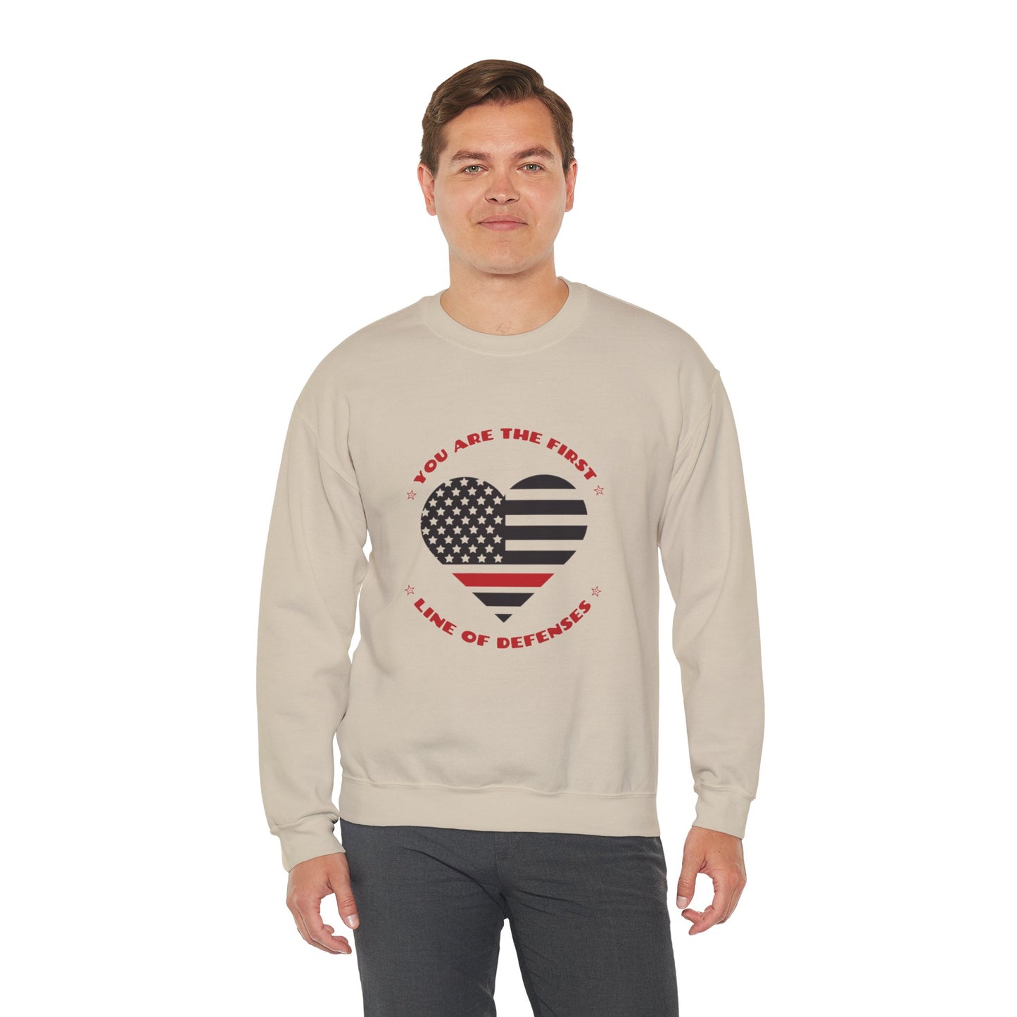 Firefighter Unisex Heavy Blend Crewneck Sweatshirt – You are the first line of defenses