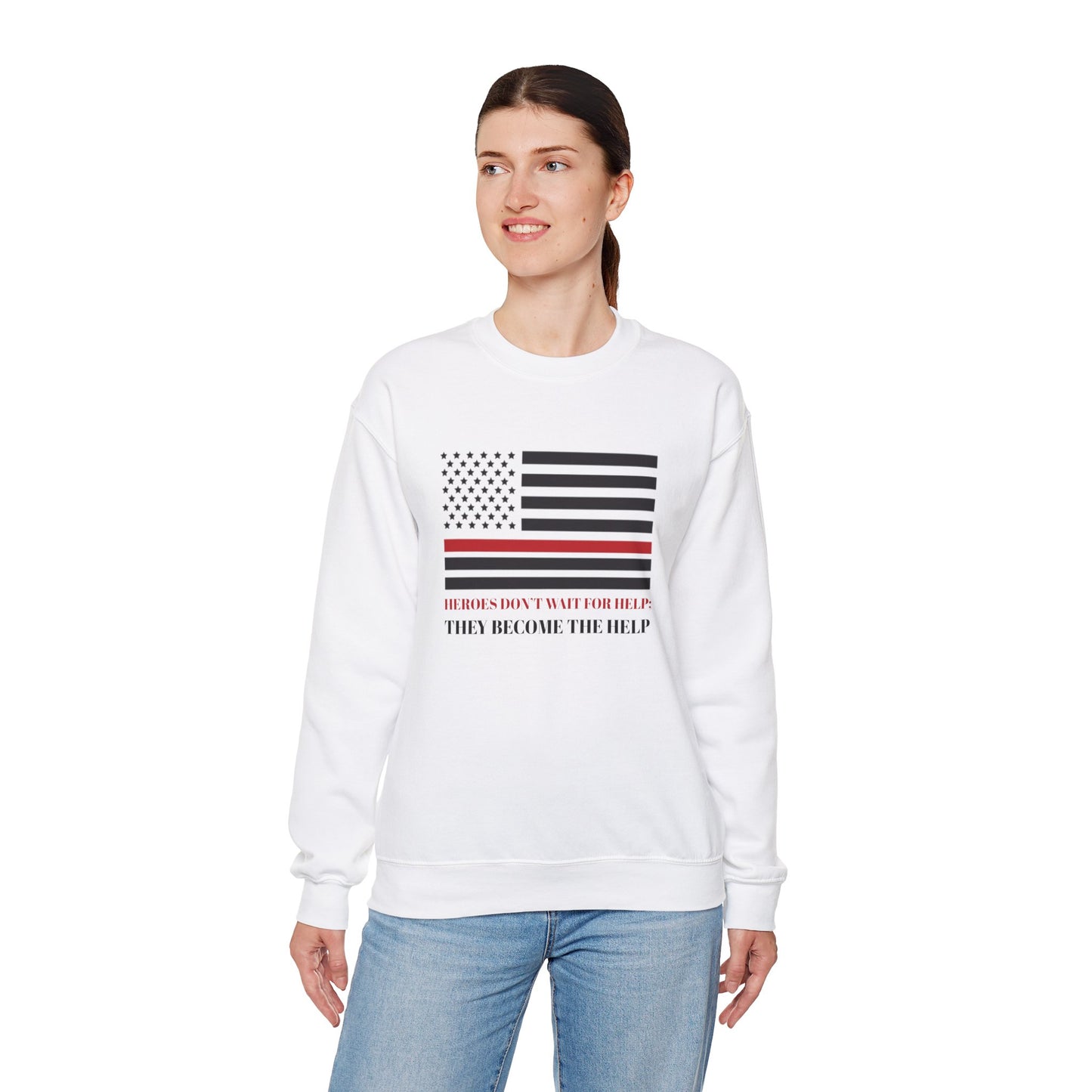 Firefighter Unisex Heavy Blend Crewneck Sweatshirt – Heroes don’t wait for help; they become the help