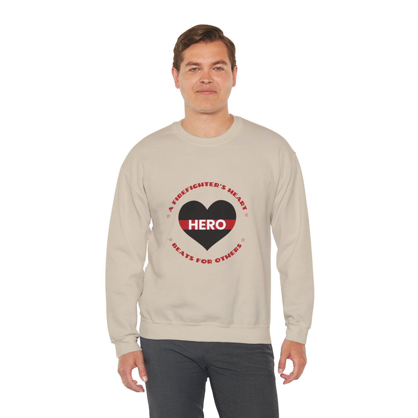 Firefighter Unisex Heavy Blend Crewneck Sweatshirt – A firefighter’s heart beats for others
