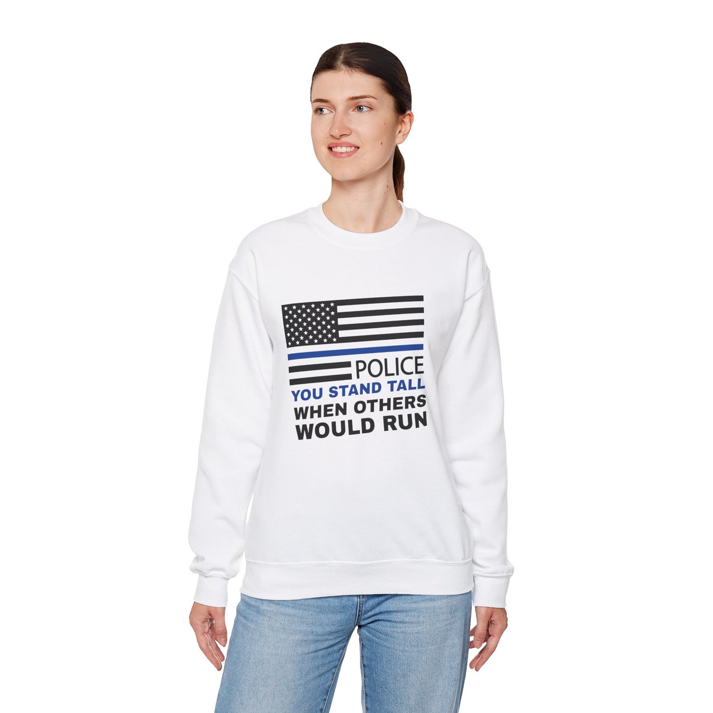 Police Unisex Heavy Blend Crewneck Sweatshirt – You stand tall when others would run