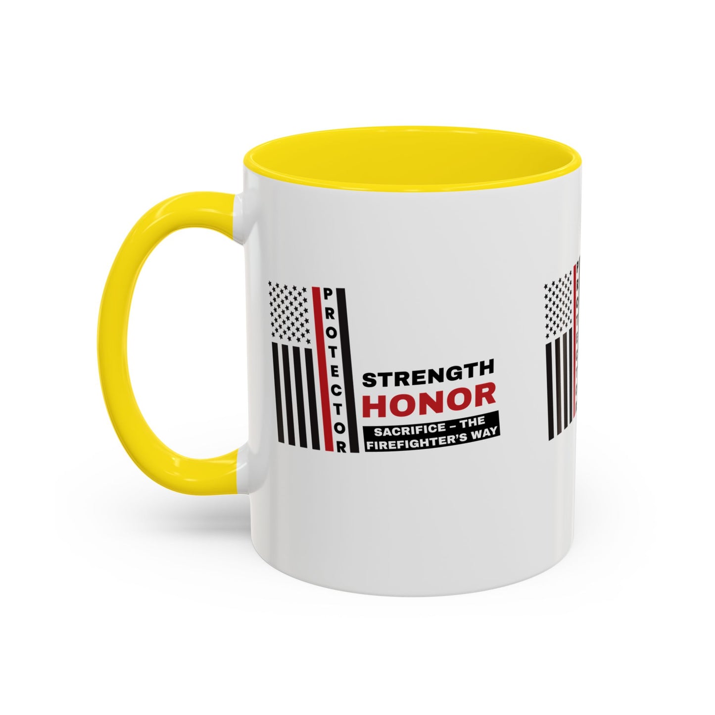 Firefighter Accent Coffee Mug – Strength, honor, sacrifice – the firefighter’s way