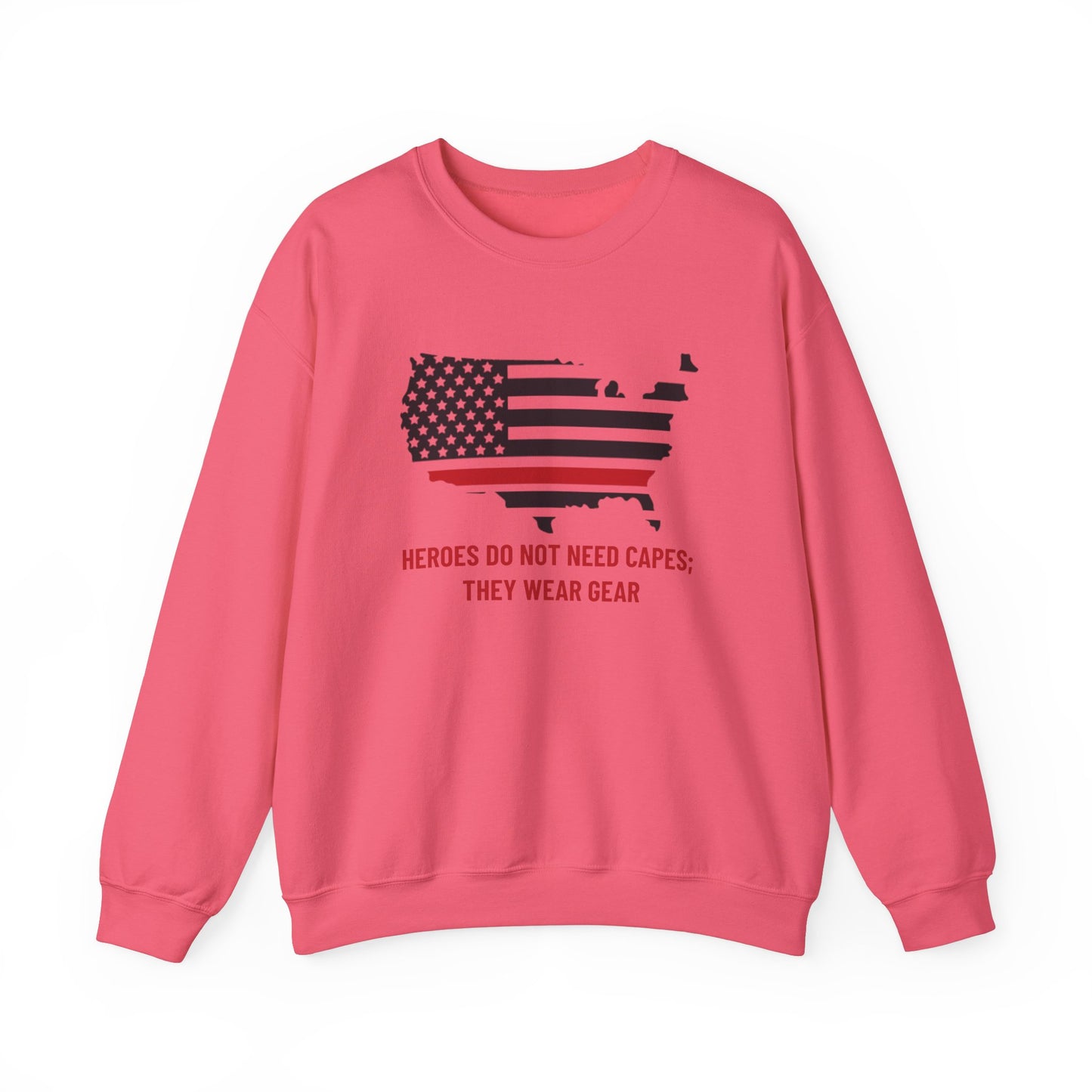 Firefighter Unisex Heavy Blend Crewneck Sweatshirt – Heroes do not need capes; they wear gear