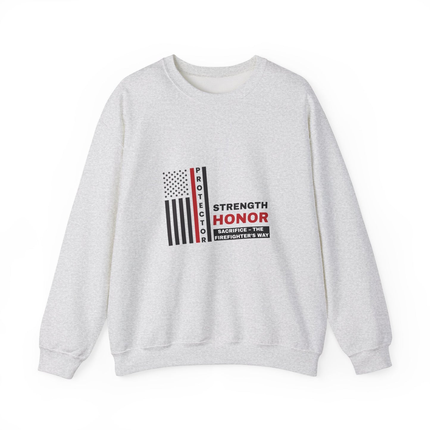 Firefighter Unisex Heavy Blend Crewneck Sweatshirt – Strength, honor, sacrifice – the firefighter’s way