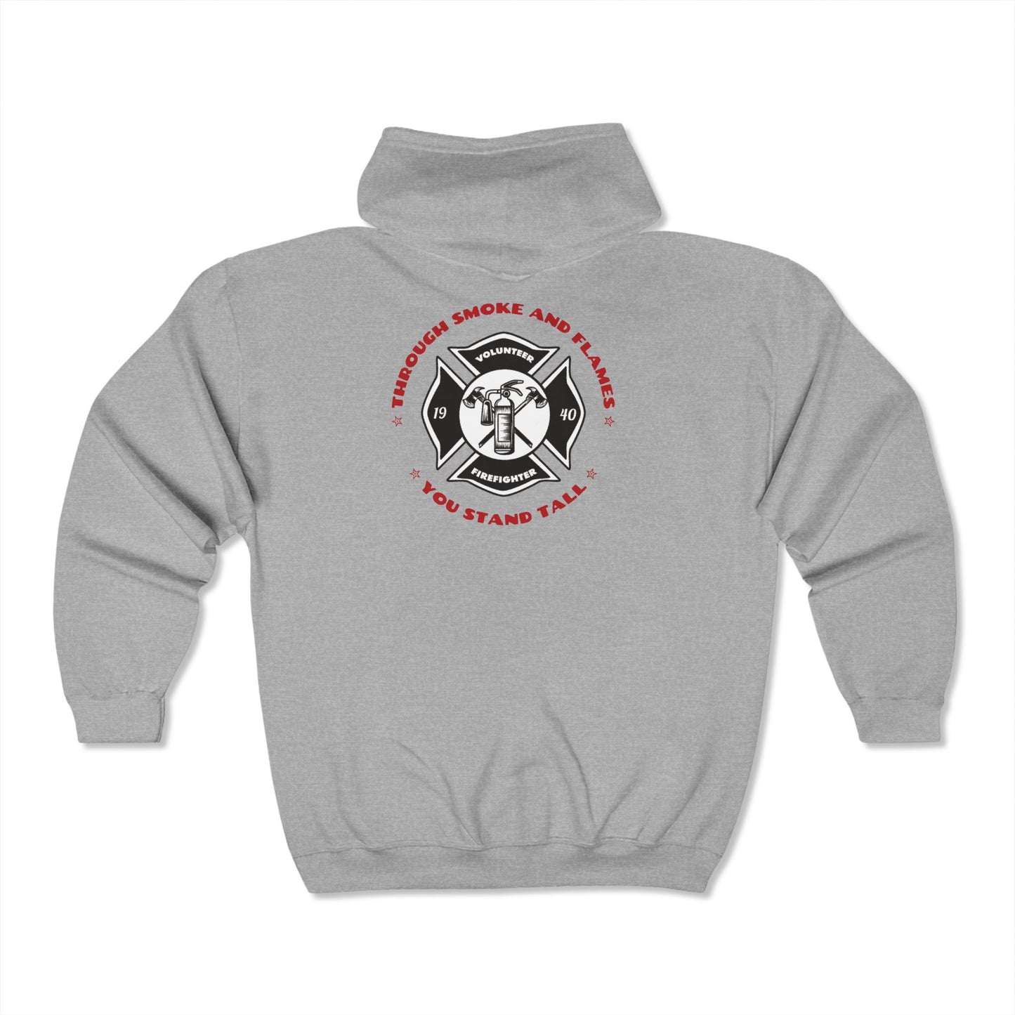 Firefighter Unisex Full Zip Hooded Sweatshirt – Through smoke and flames, you stand tall