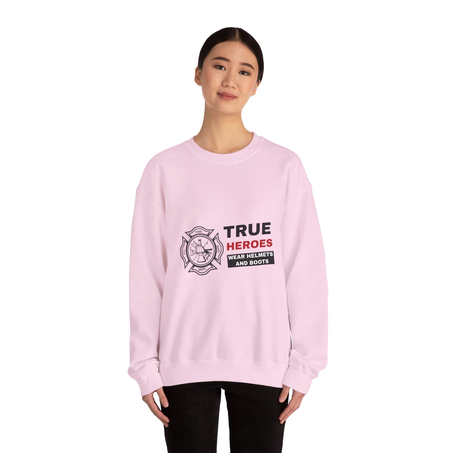 Firefighter Unisex Heavy Blend Crewneck Sweatshirt – True heroes wear helmets and boots