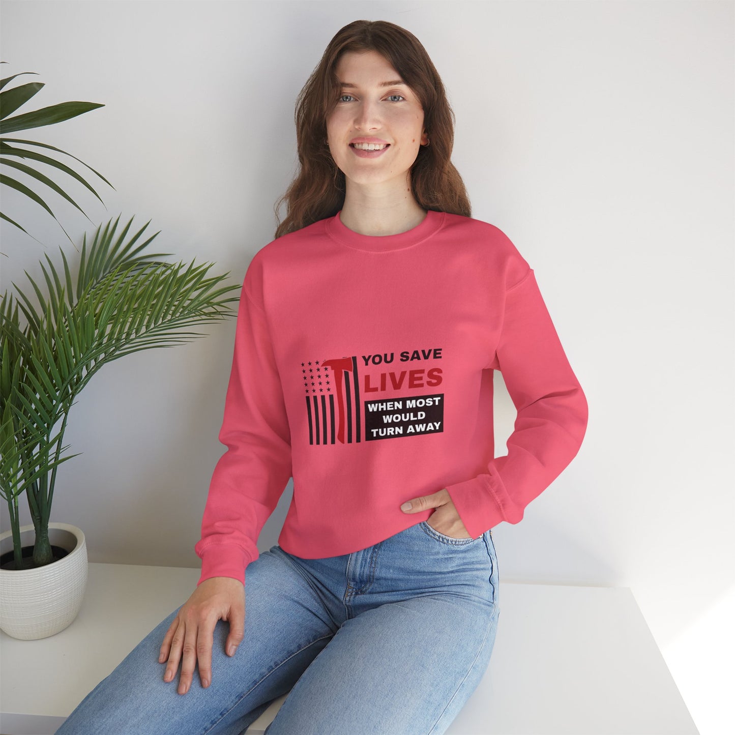 Firefighter Unisex Heavy Blend Crewneck Sweatshirt – You save lives when most would turn away