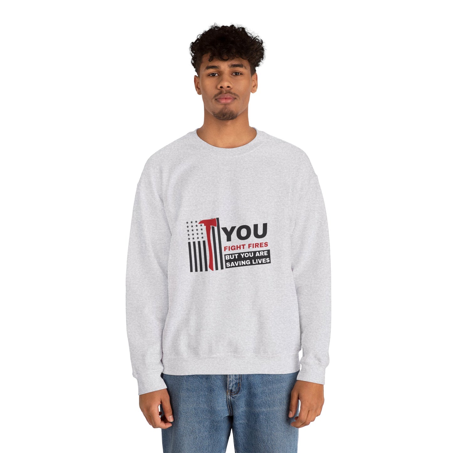 Firefighter Unisex Heavy Blend Crewneck Sweatshirt – You fight fires, but you are saving lives