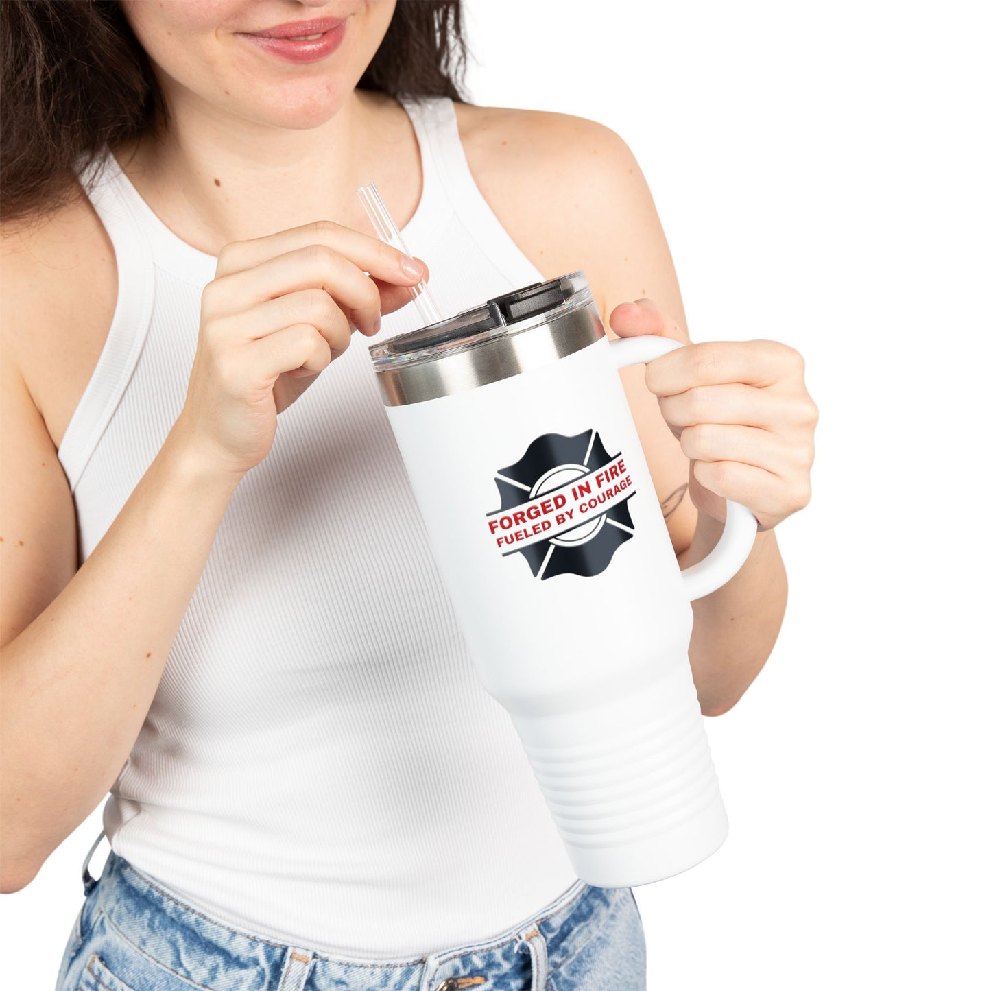 Firefighter Insulated Travel Mug, 40oz – Forged in fire, fueled by courage