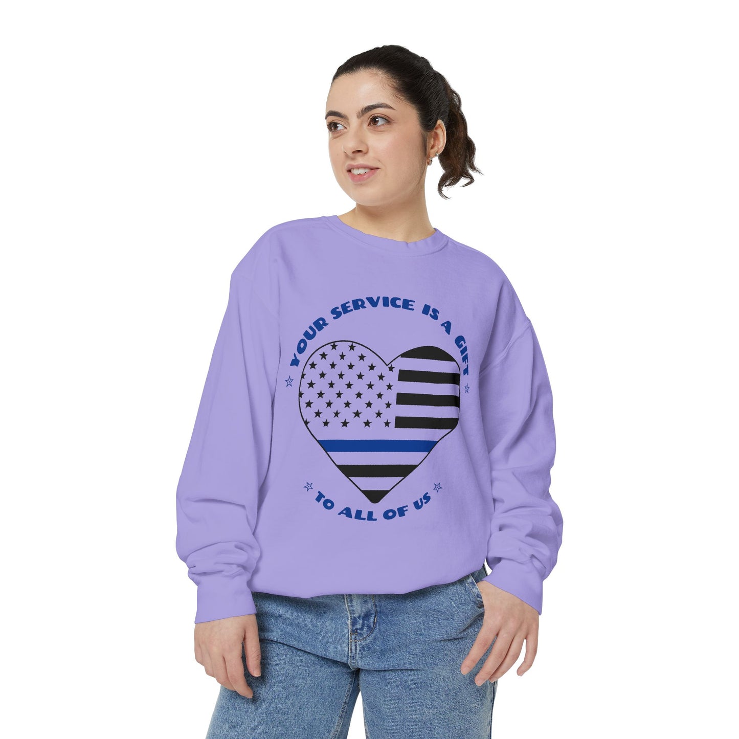 Police Unisex Garment-Dyed Sweatshirt – Your service is a gift to all of us
