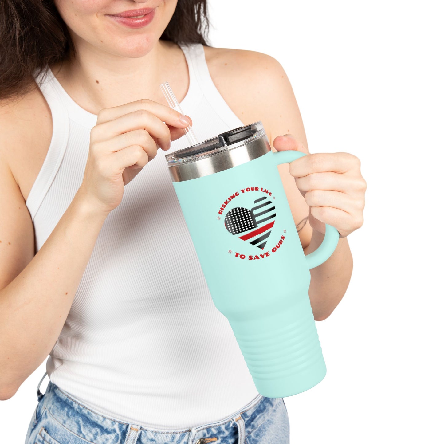 Firefighter Insulated Travel Mug, 40oz – Risking your life to save ours