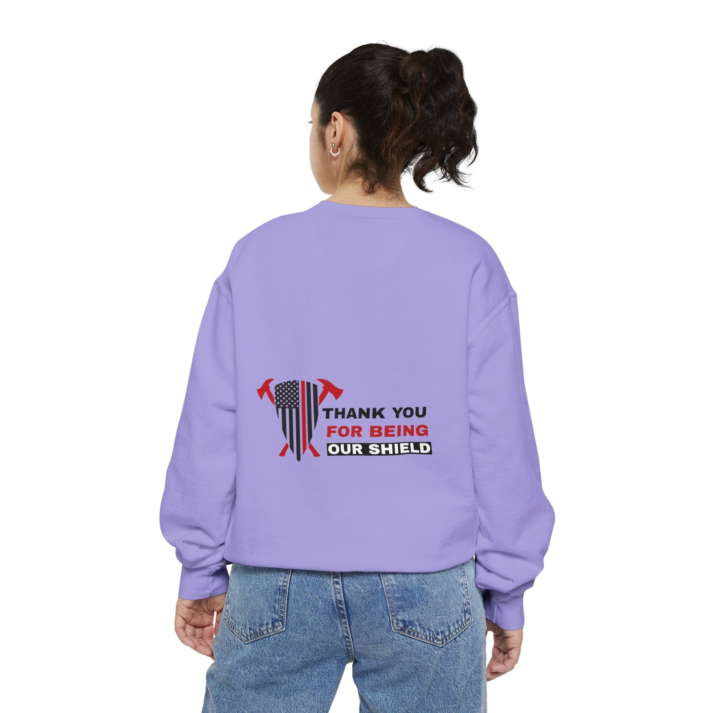 Firefighter Unisex Garment-Dyed Sweatshirt – Thank you for being our shield