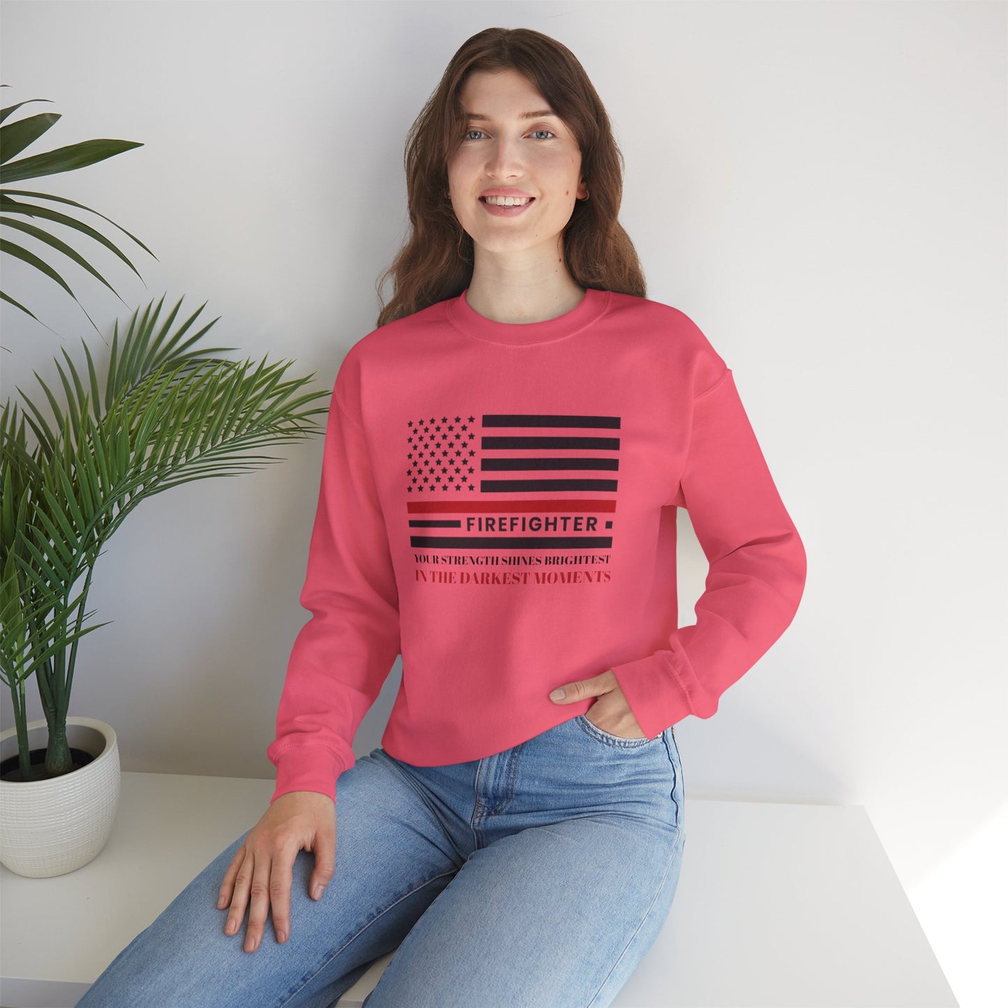 Firefighter Unisex Heavy Blend Crewneck Sweatshirt – Your strength shines brightest in the darkest moments