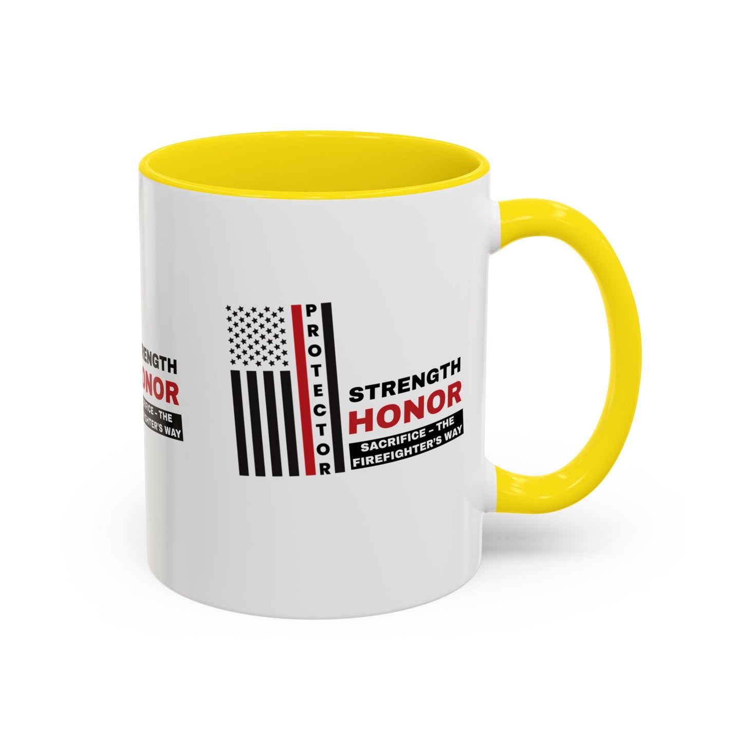 Firefighter Accent Coffee Mug – Strength, honor, sacrifice – the firefighter’s way