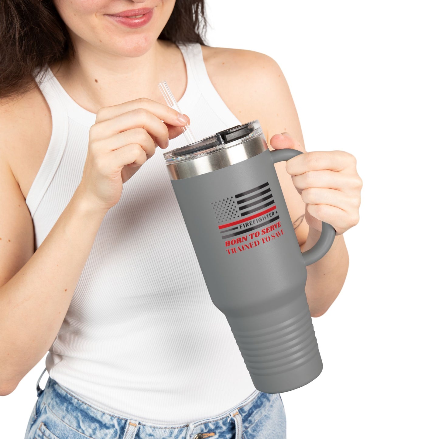 Firefighter Insulated Travel Mug, 40oz – Born to serve, trained to save