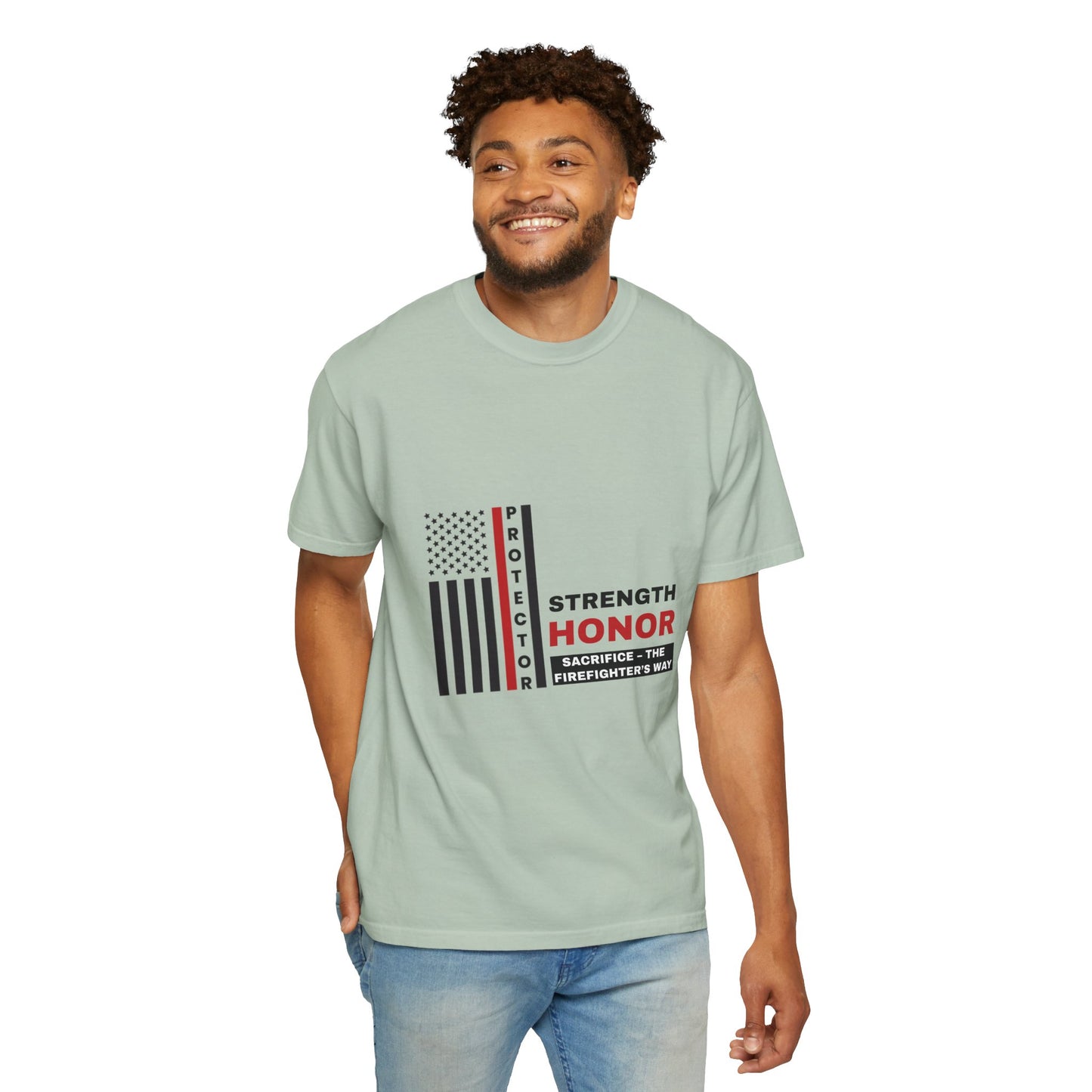 Firefighter Unisex Garment-Dyed T-Shirt – Strength, honor, sacrifice – the firefighter’s way