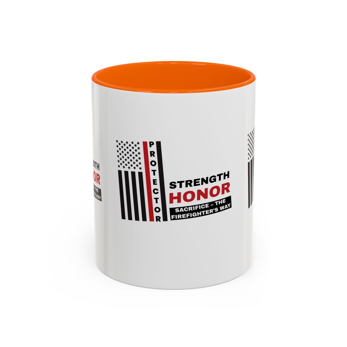 Firefighter Accent Coffee Mug – Strength, honor, sacrifice – the firefighter’s way