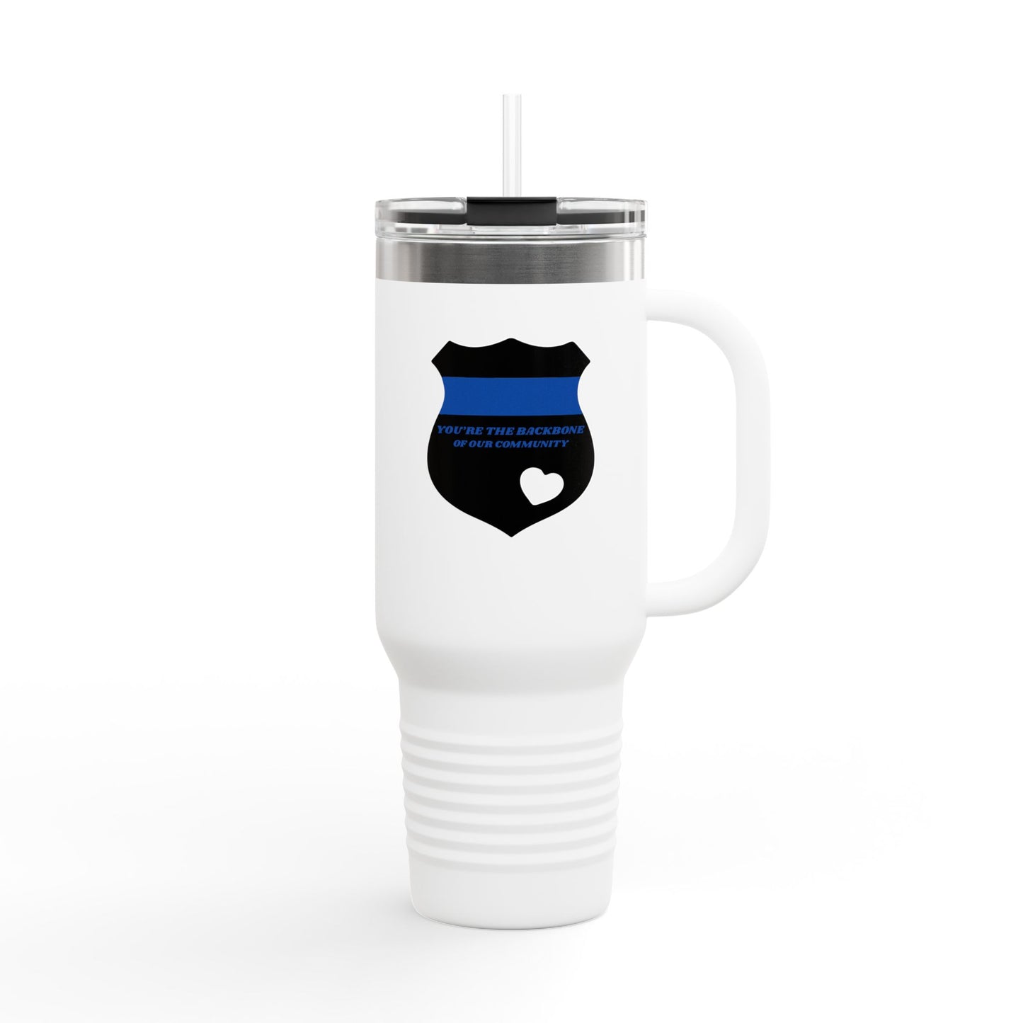 Travel Mug, 40oz Police Appreciation Design - "You're the Backbone of Our Community"
