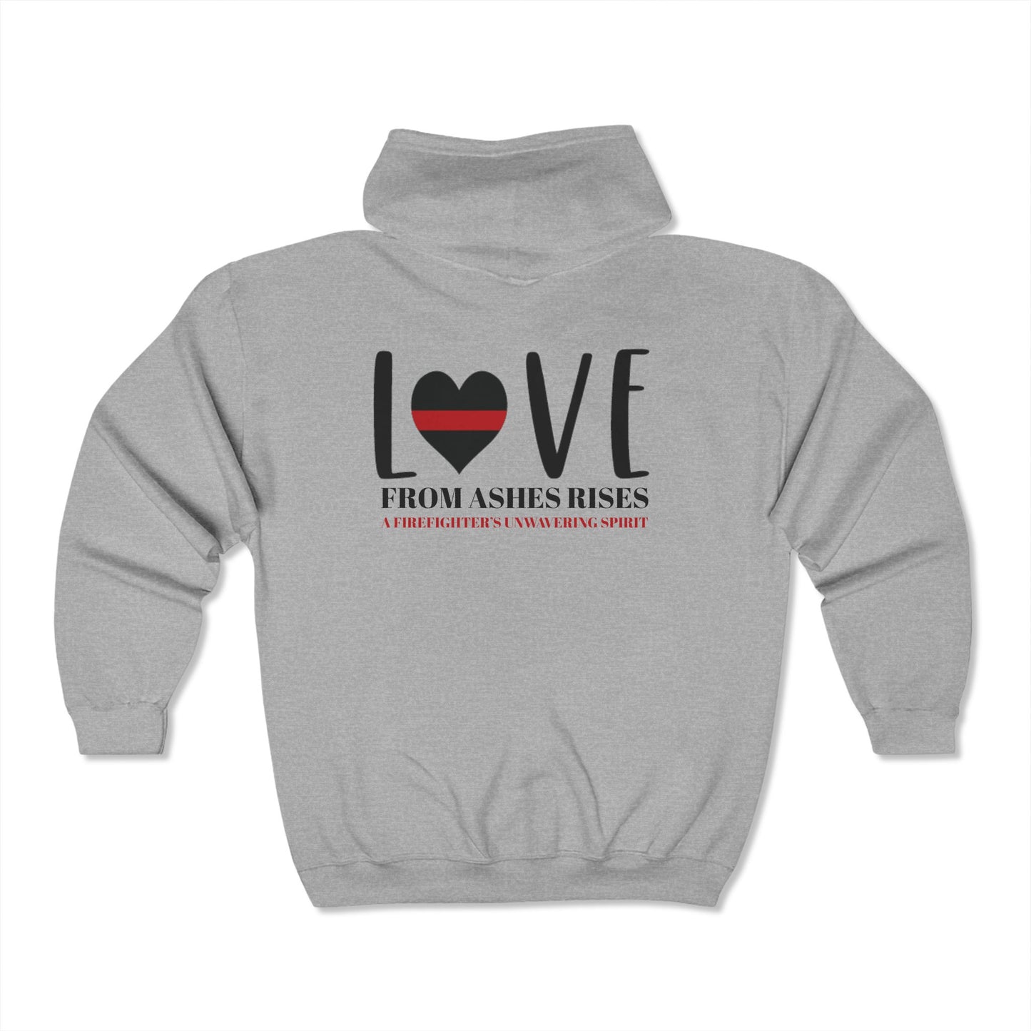 Firefighter Unisex Full Zip Hooded Sweatshirt – From ashes rises a firefighter’s unwavering spirit