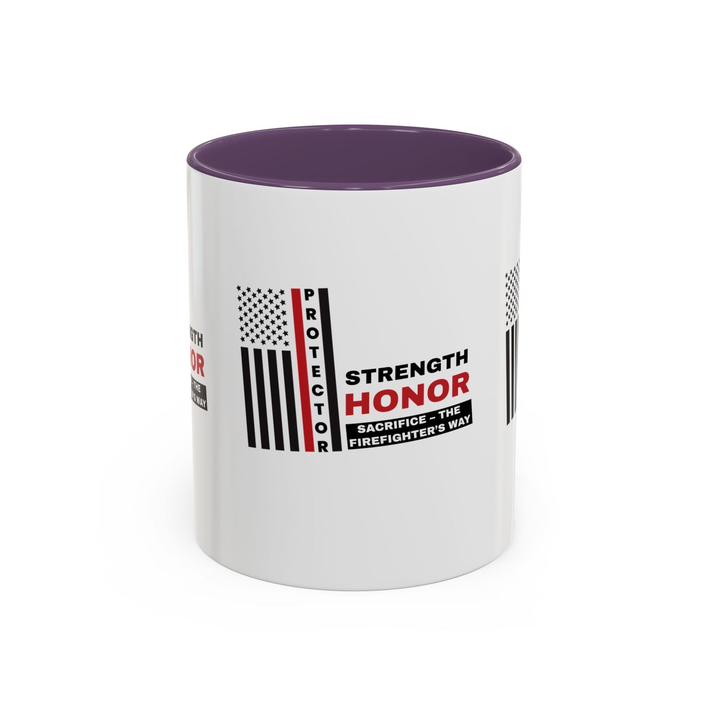 Firefighter Accent Coffee Mug – Strength, honor, sacrifice – the firefighter’s way