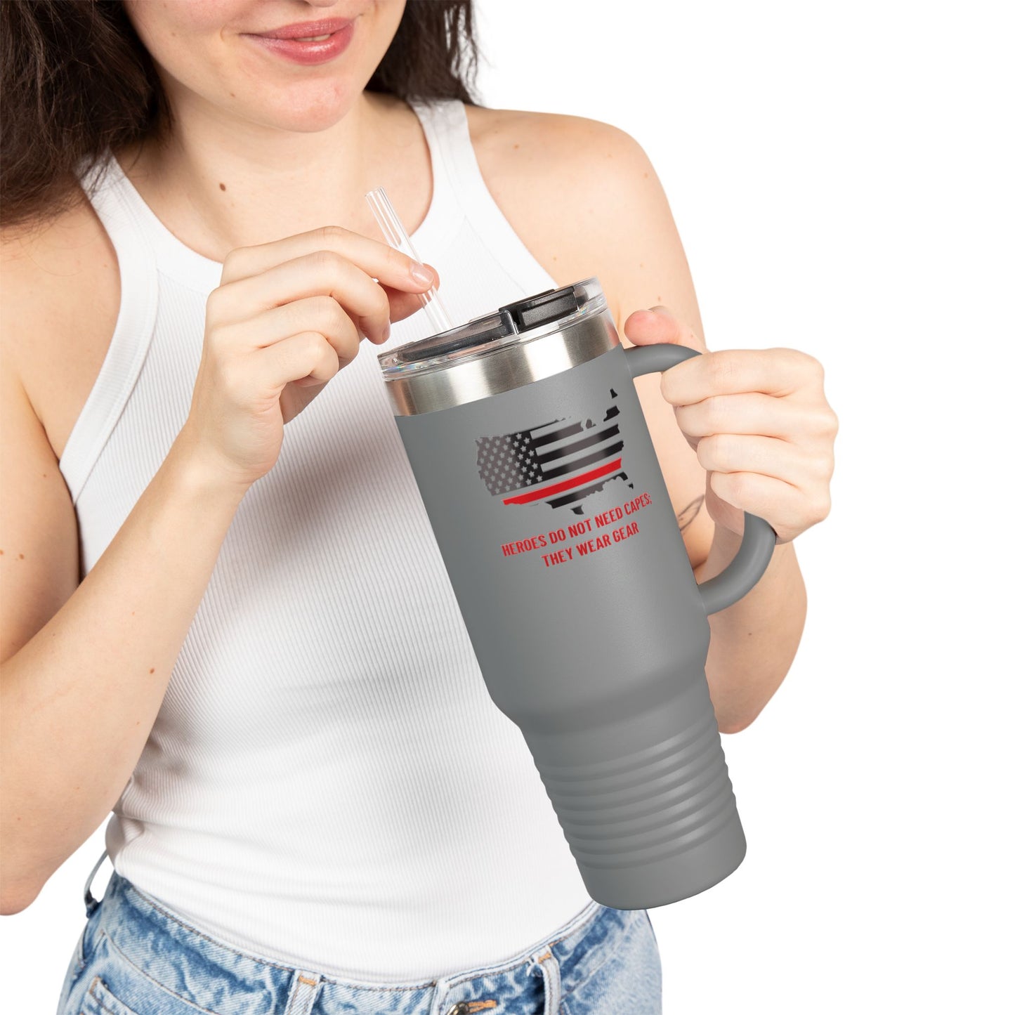 Firefighter Insulated Travel Mug, 40oz – Heroes do not need capes; they wear gear