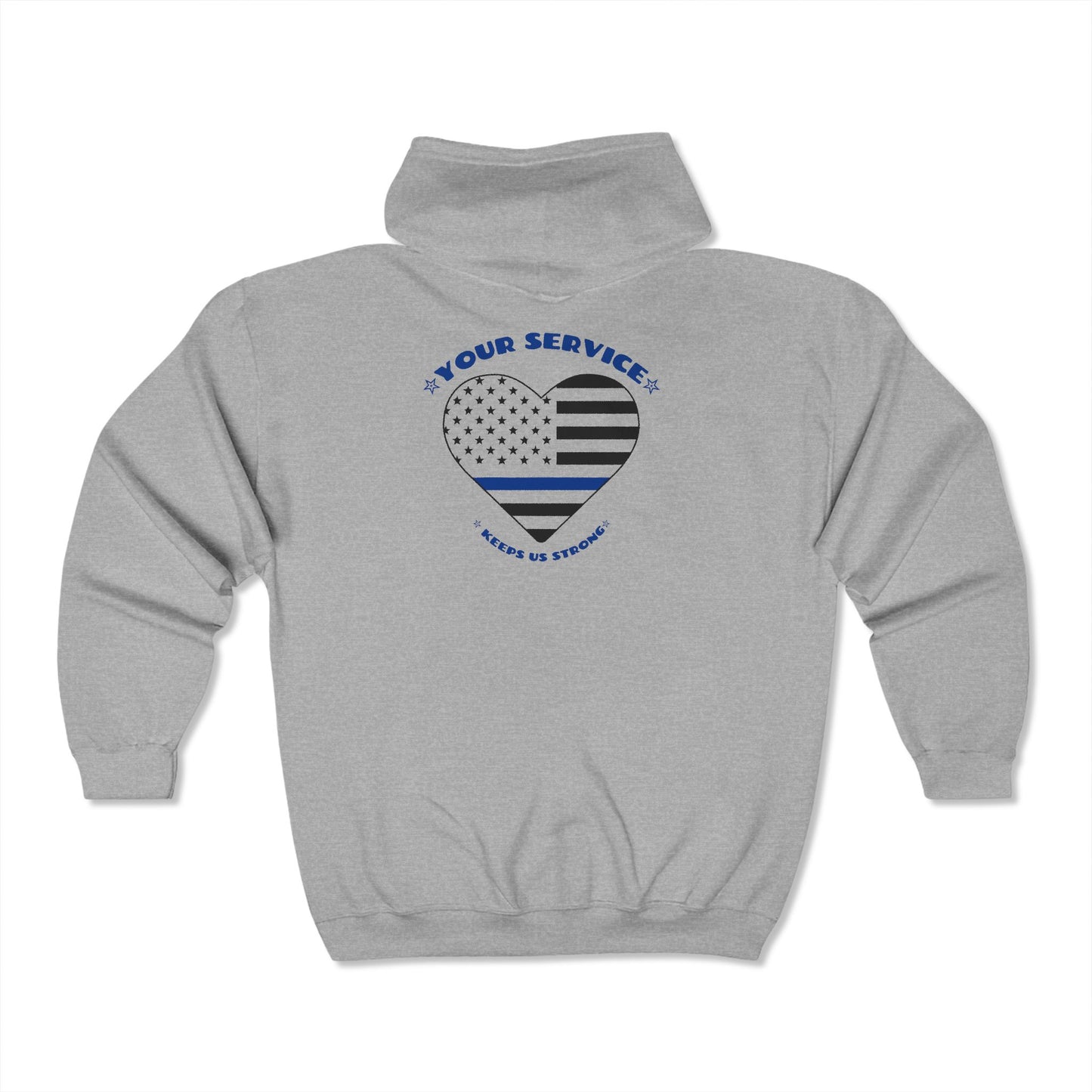 Police Unisex Full Zip Hooded Sweatshirt – Your service keeps us strong