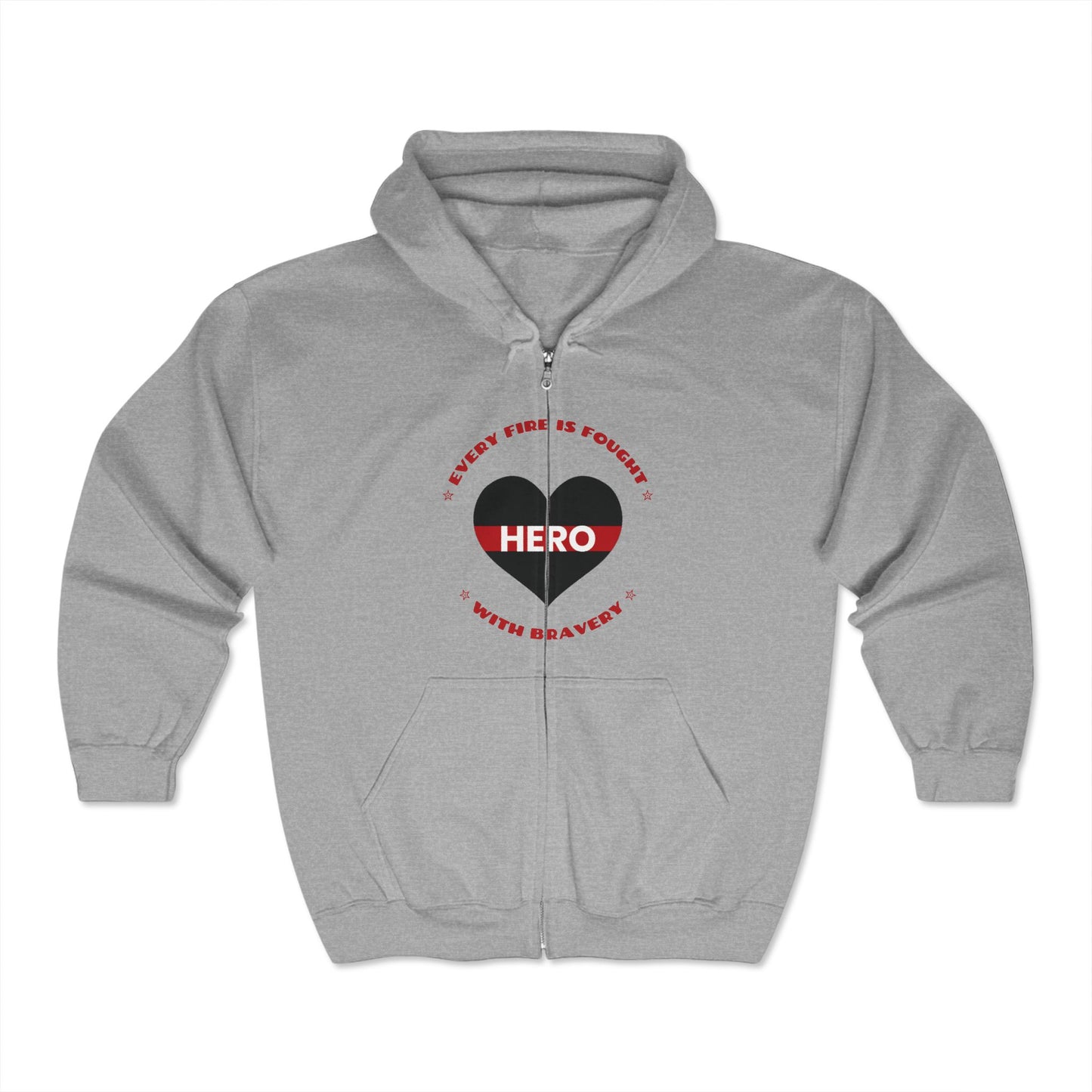 Firefighter Unisex Full Zip Hooded Sweatshirt – Every fire is fought with bravery