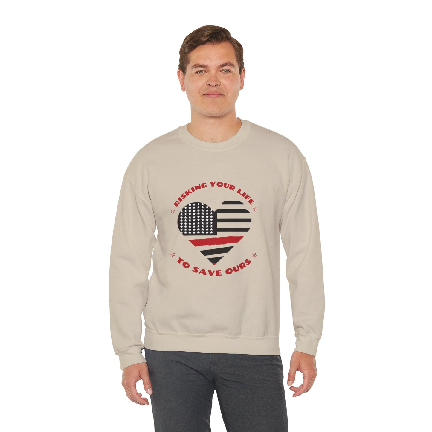 Firefighter Unisex Heavy Blend Crewneck Sweatshirt – Risking your life to save ours