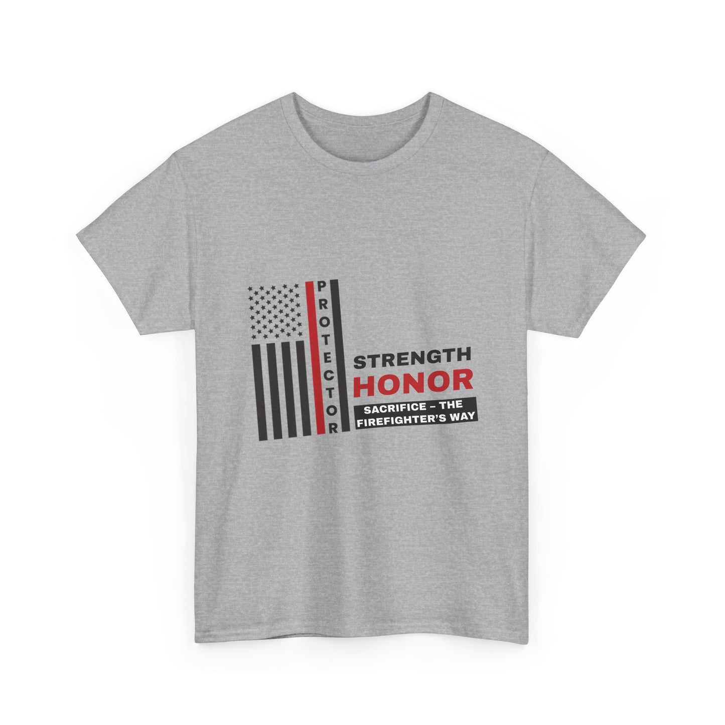 Firefighter Heavy Cotton Tee – Strength, honor, sacrifice – the firefighter’s way