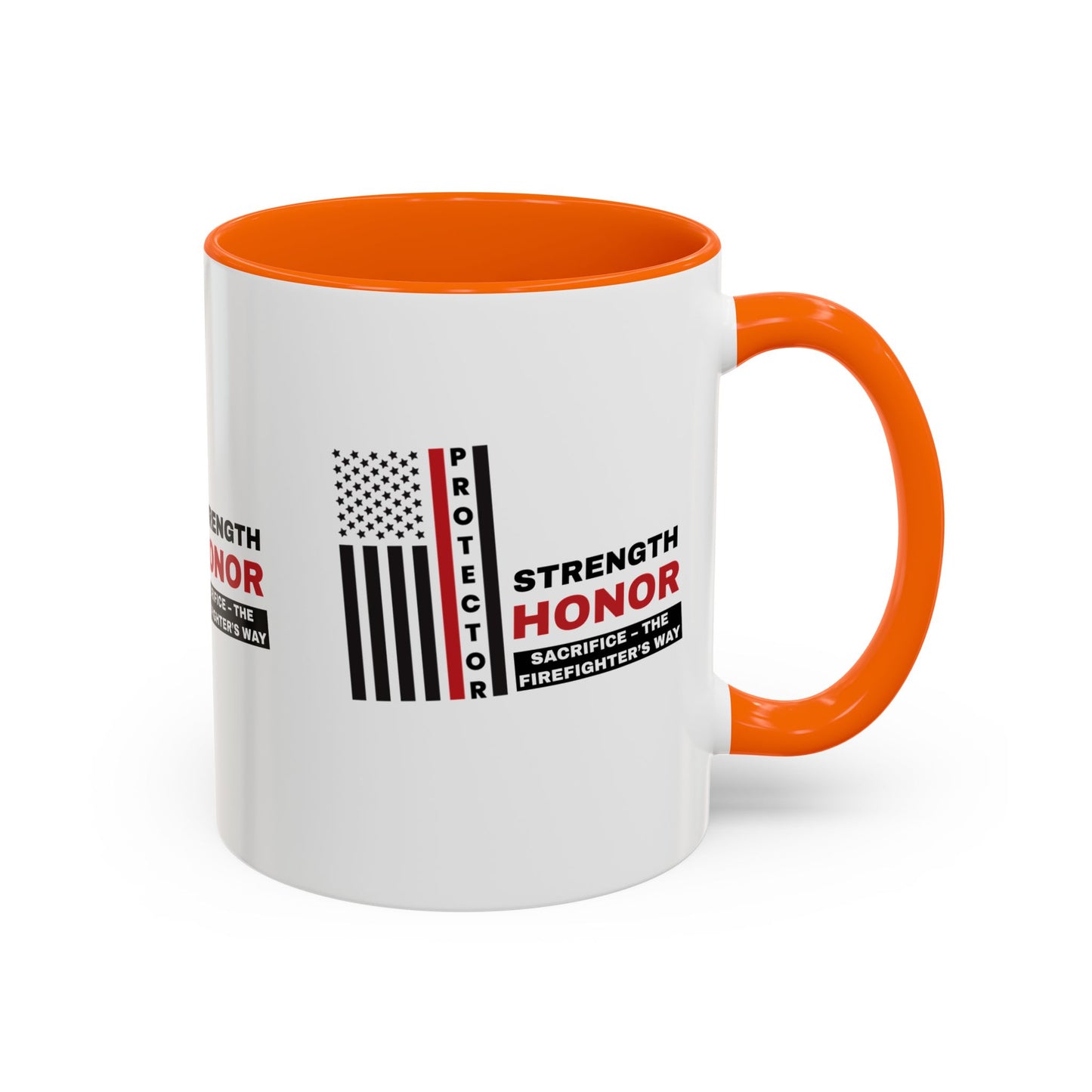 Firefighter Accent Coffee Mug – Strength, honor, sacrifice – the firefighter’s way