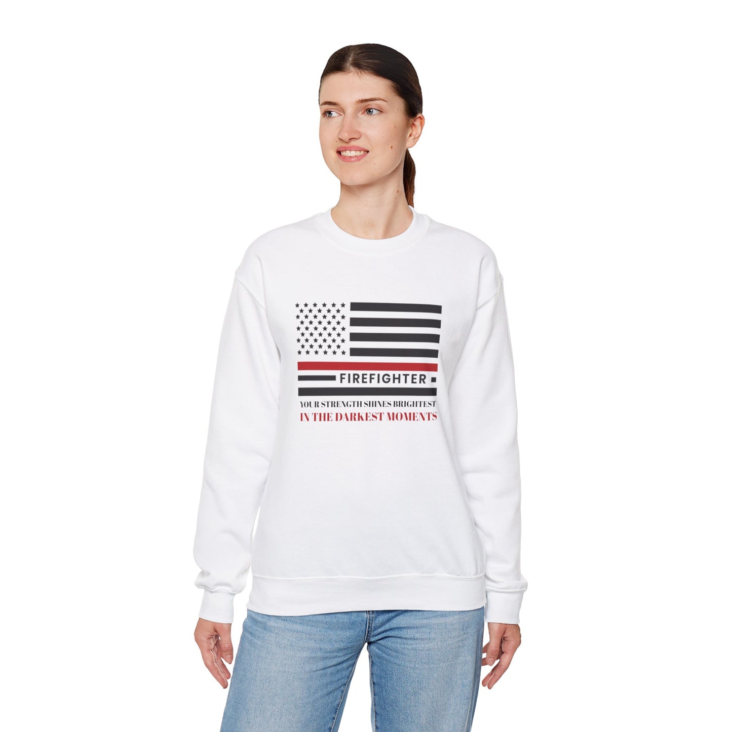 Firefighter Unisex Heavy Blend Crewneck Sweatshirt – Your strength shines brightest in the darkest moments