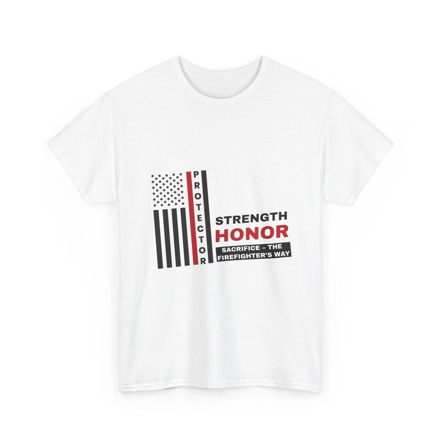 Firefighter Heavy Cotton Tee – Strength, honor, sacrifice – the firefighter’s way
