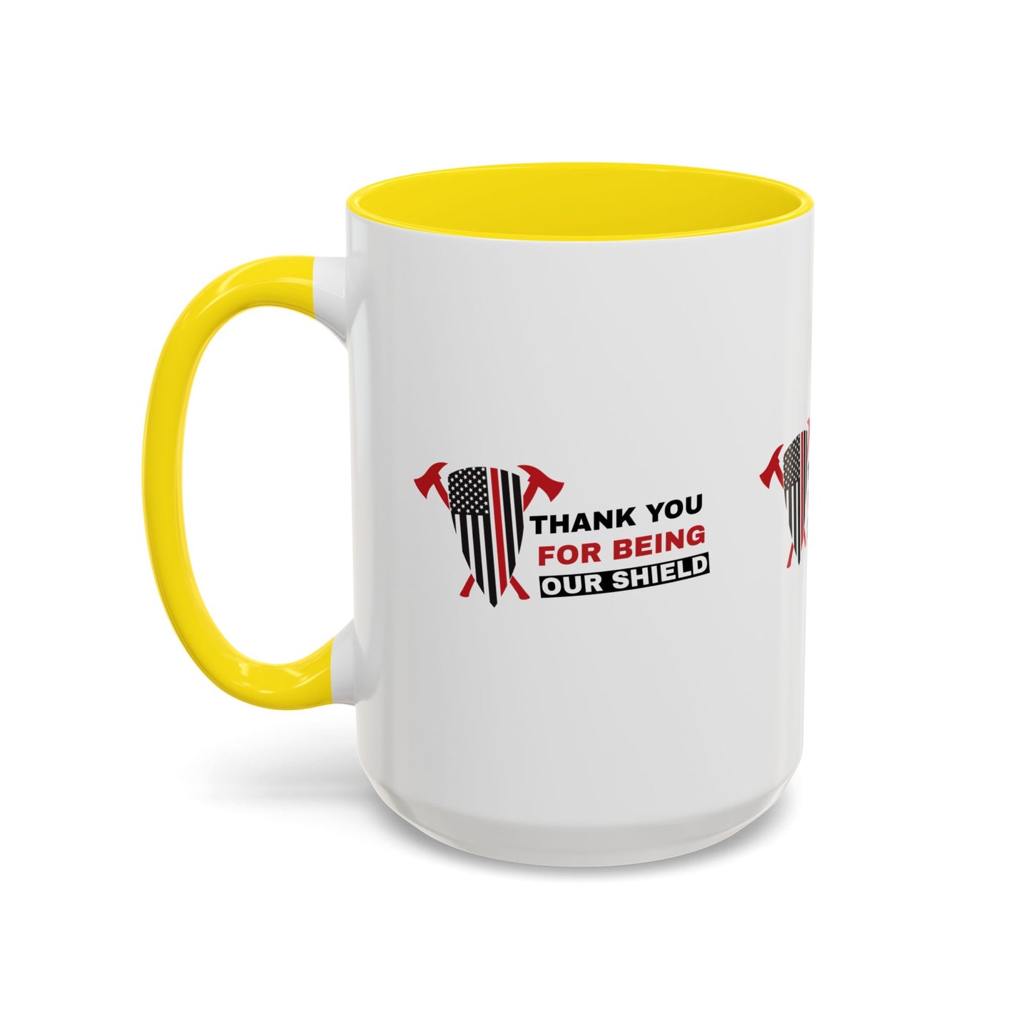 Firefighter Accent Coffee Mug – Thank you for being our shield