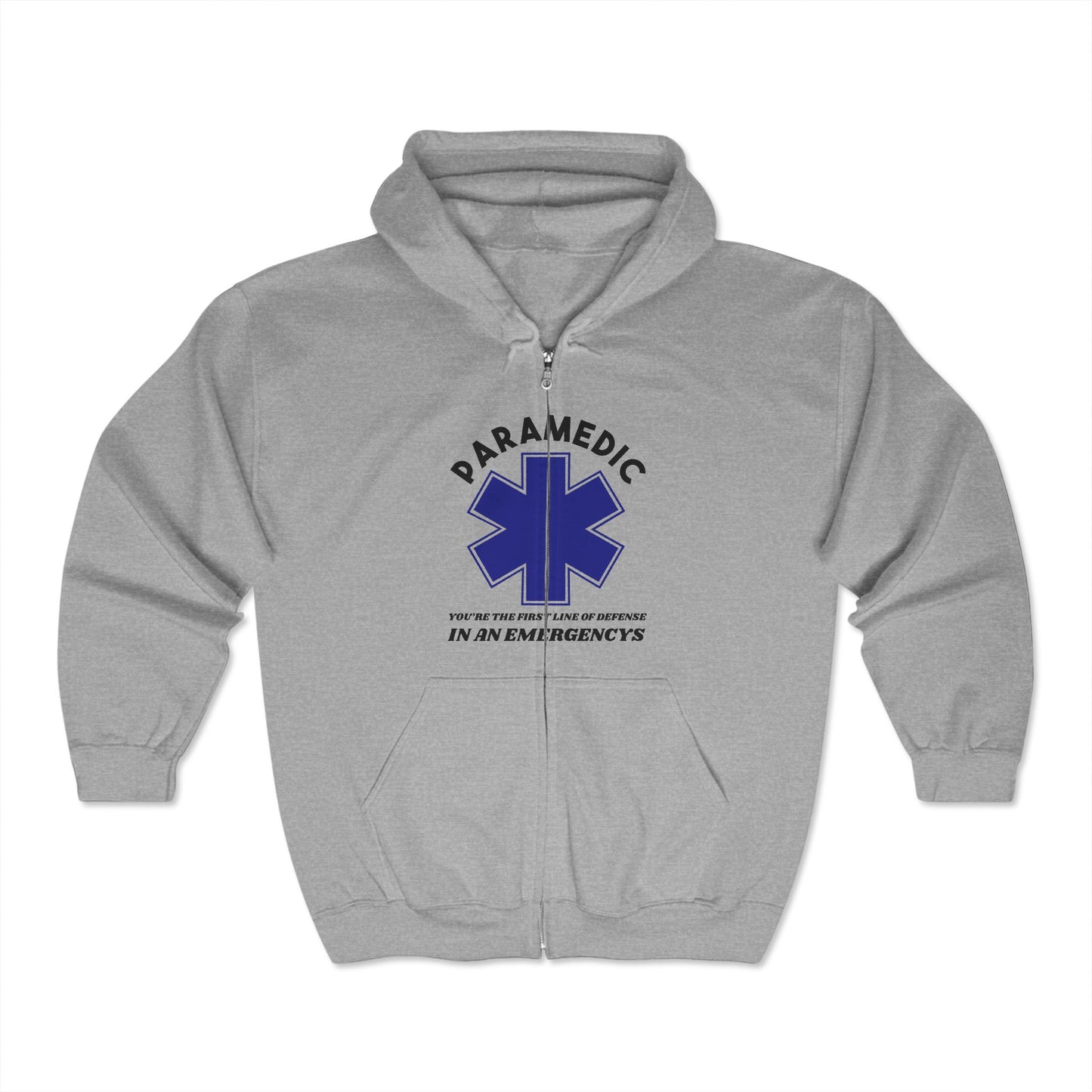 EMS Unisex Full Zip Hooded Sweatshirt – You’re the first line of defense in an emergency