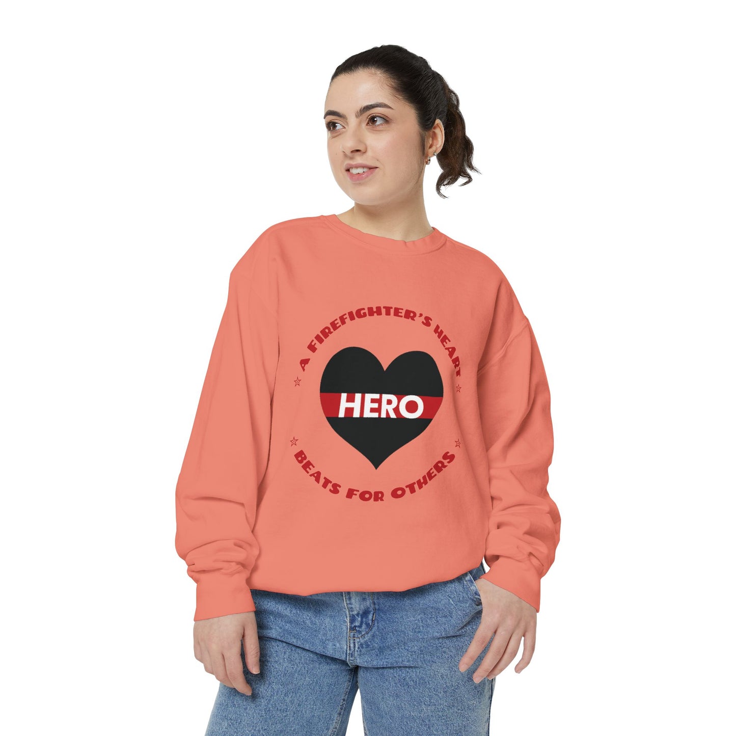 Firefighter Unisex Garment-Dyed Sweatshirt – A firefighter’s heart beats for others