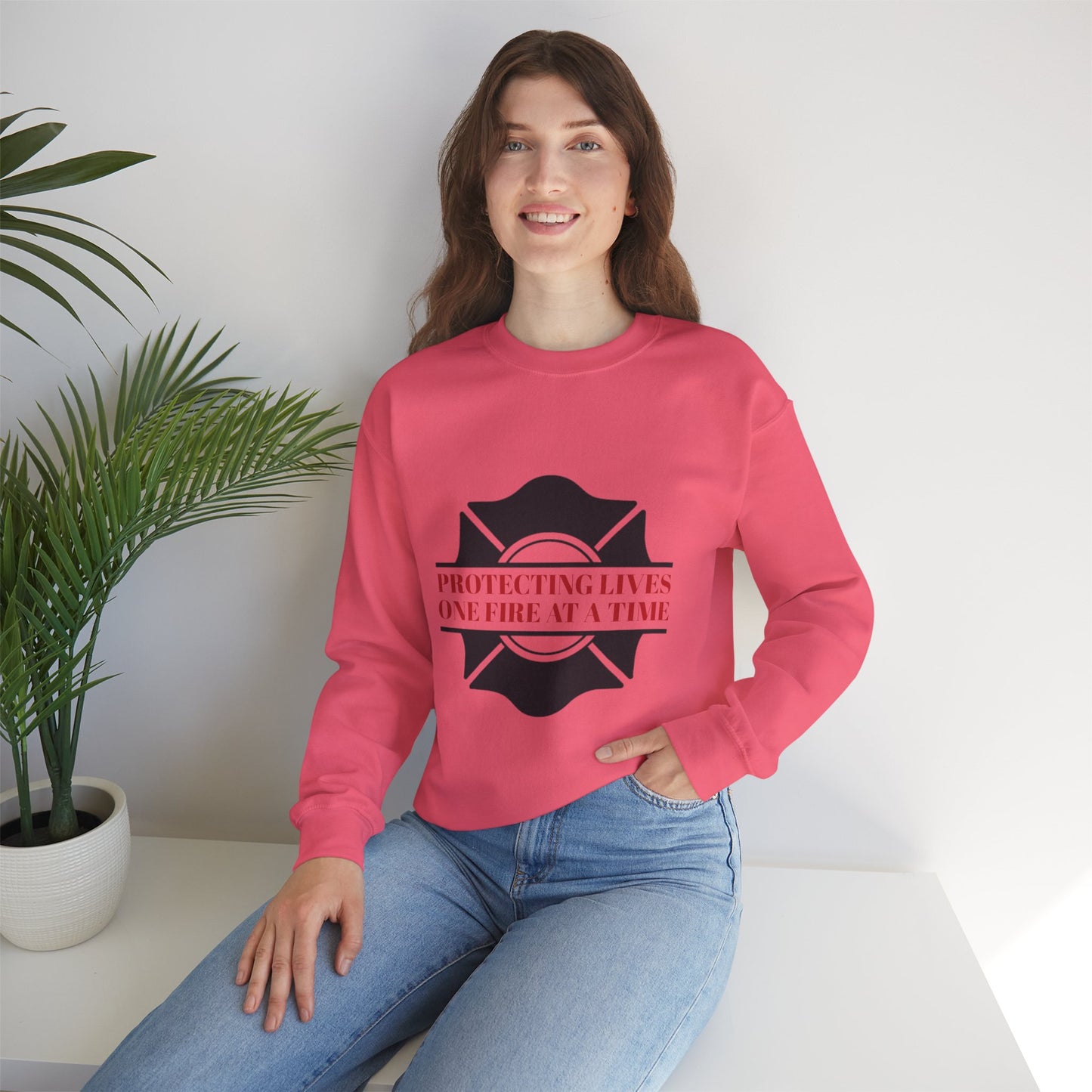 Firefighter Unisex Heavy Blend Crewneck Sweatshirt – Protecting lives, one fire at a time