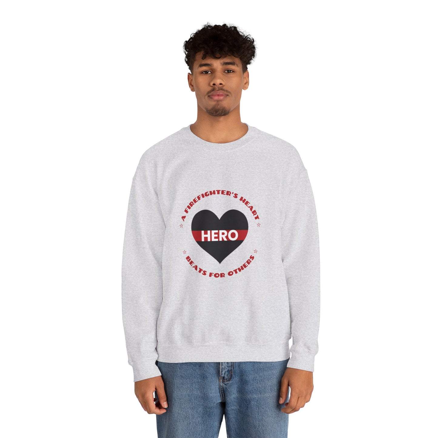 Firefighter Unisex Heavy Blend Crewneck Sweatshirt – A firefighter’s heart beats for others