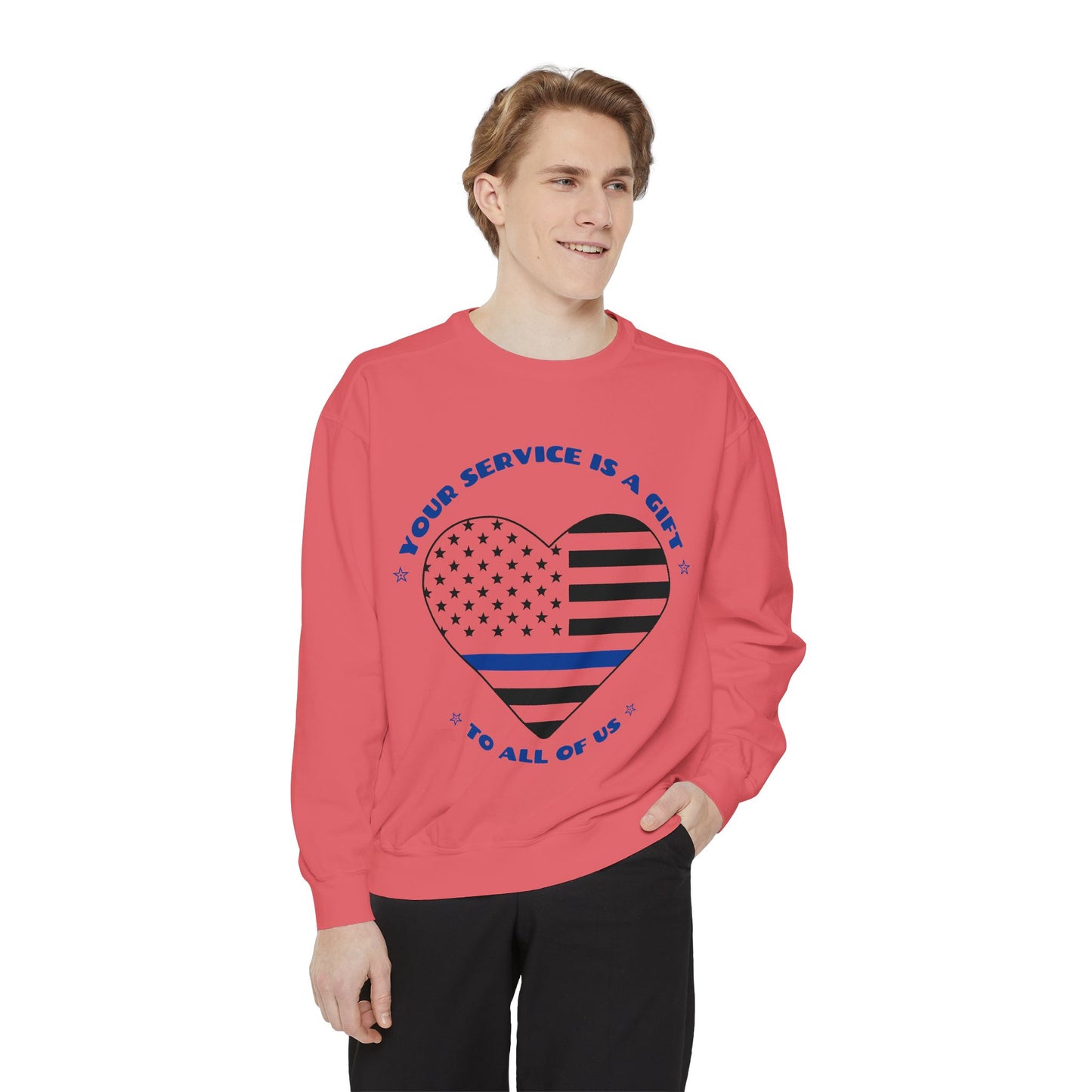 Police Unisex Garment-Dyed Sweatshirt – Your service is a gift to all of us