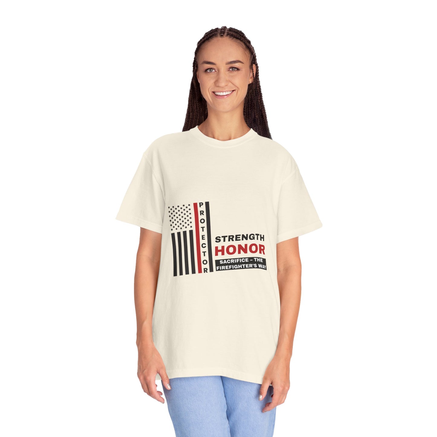Firefighter Unisex Garment-Dyed T-Shirt – Strength, honor, sacrifice – the firefighter’s way