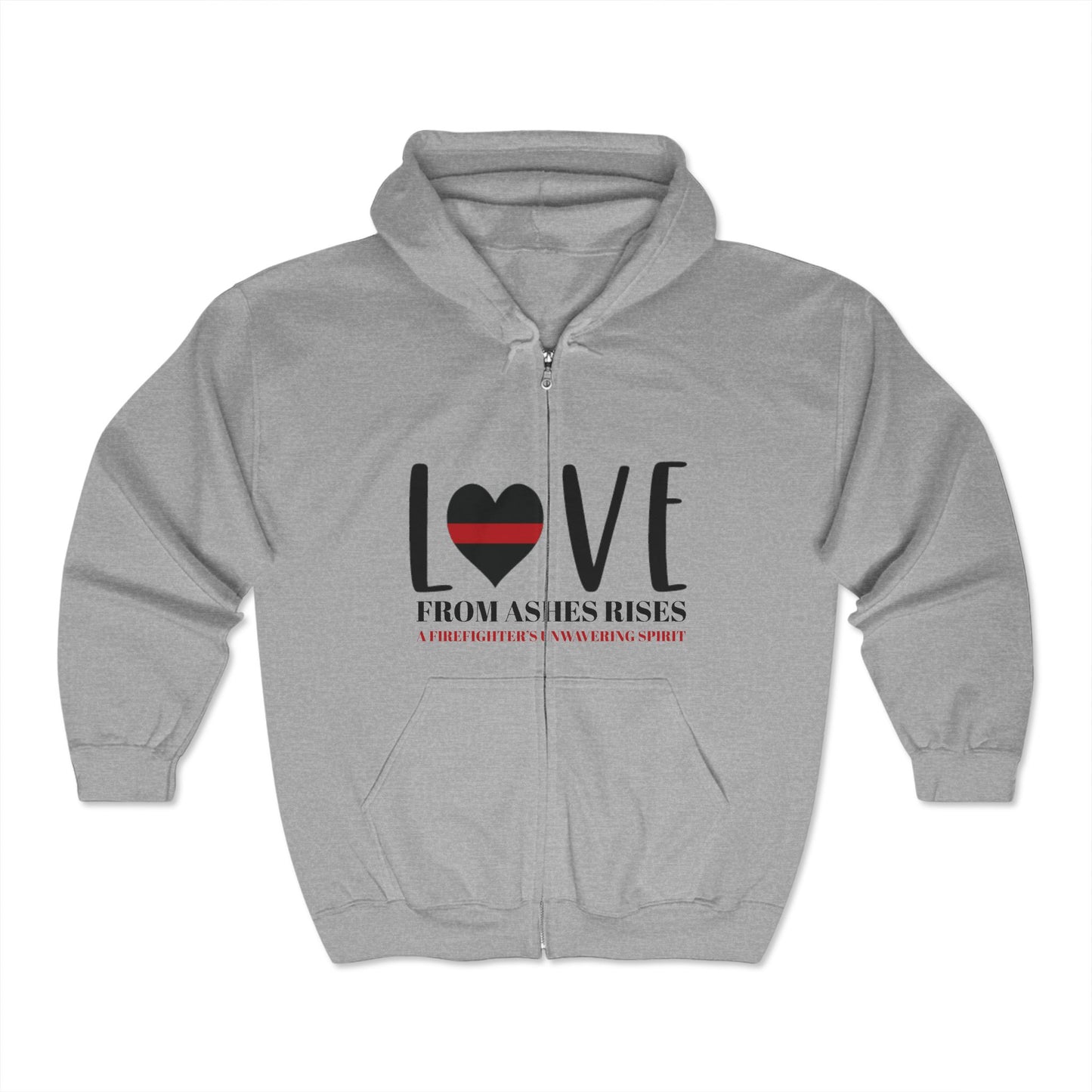 Firefighter Unisex Full Zip Hooded Sweatshirt – From ashes rises a firefighter’s unwavering spirit