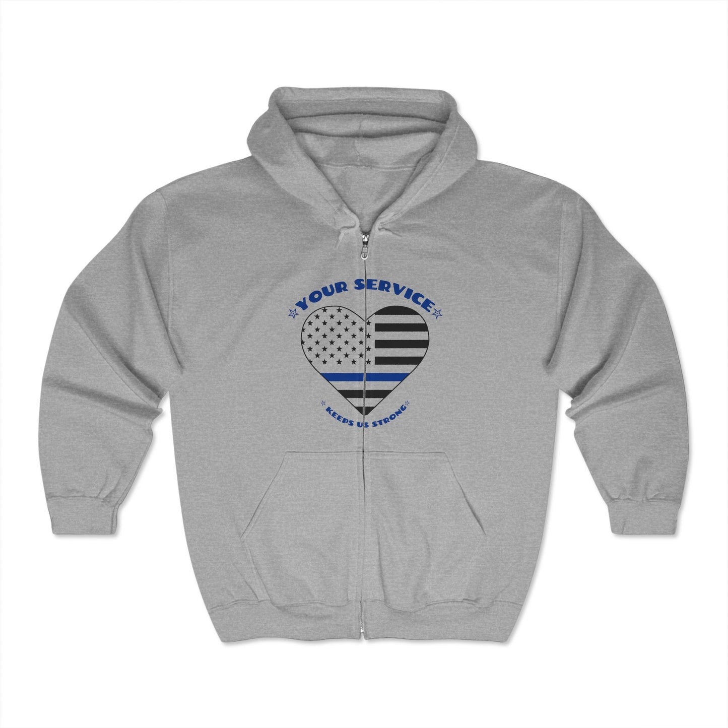 Police Unisex Full Zip Hooded Sweatshirt – Your service keeps us strong