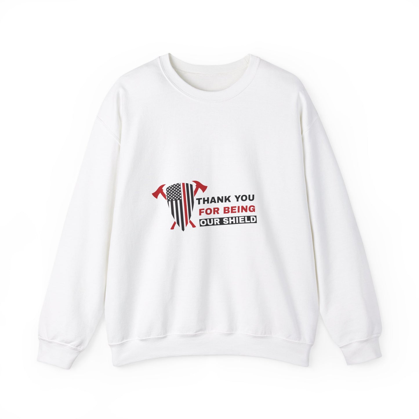 Firefighter Unisex Heavy Blend Crewneck Sweatshirt – Thank you for being our shield
