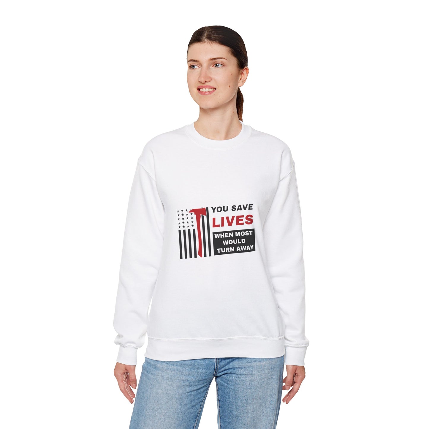 Firefighter Unisex Heavy Blend Crewneck Sweatshirt – You save lives when most would turn away