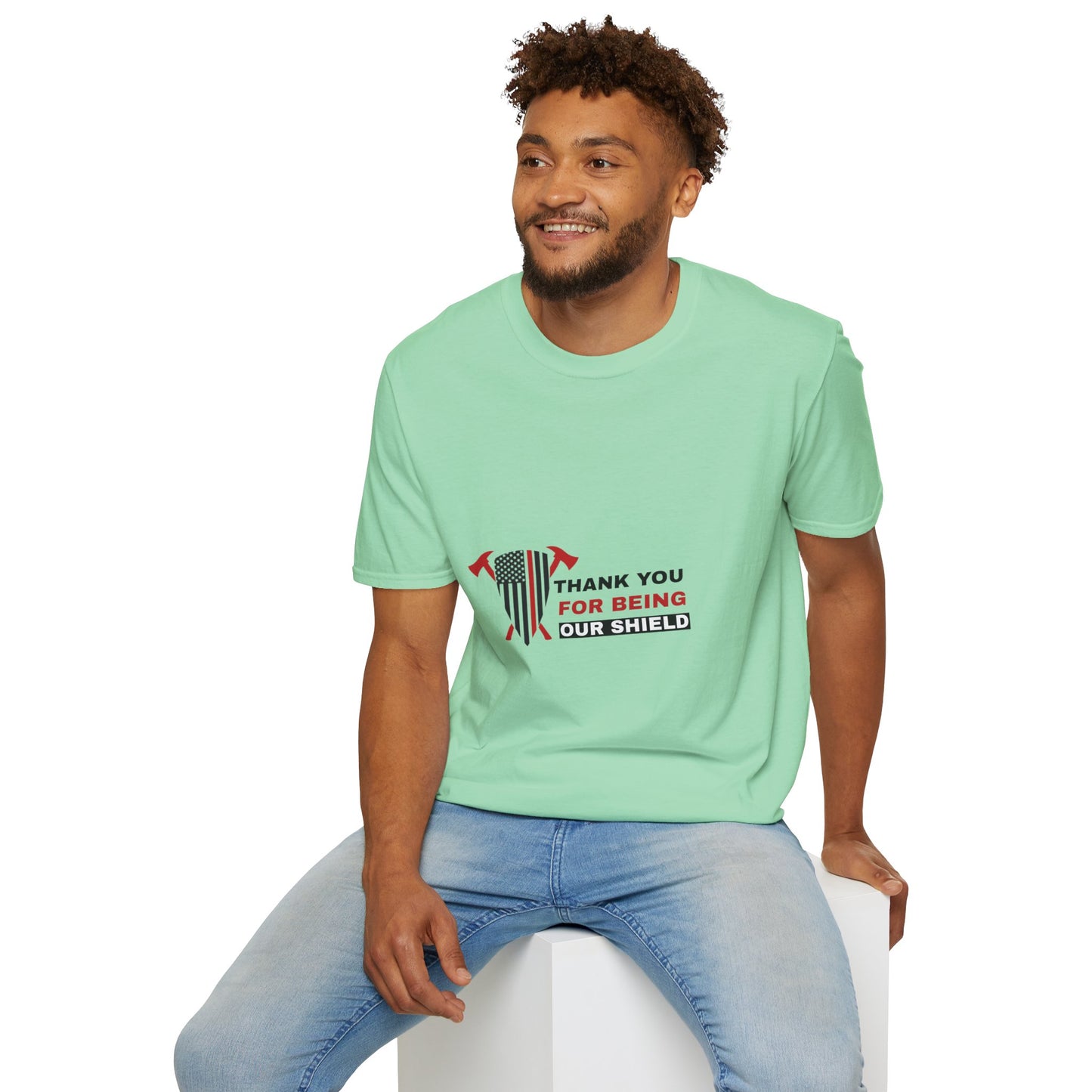 Firefighter Softstyle T-Shirt – Thank you for being our shield