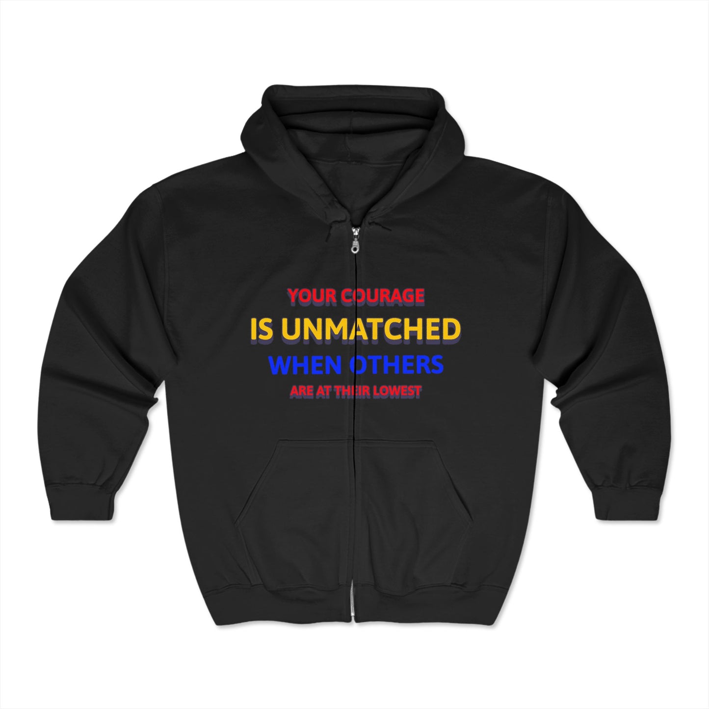 EMS Unisex Full Zip Hooded Sweatshirt – Your courage is unmatched when others are at their lowest