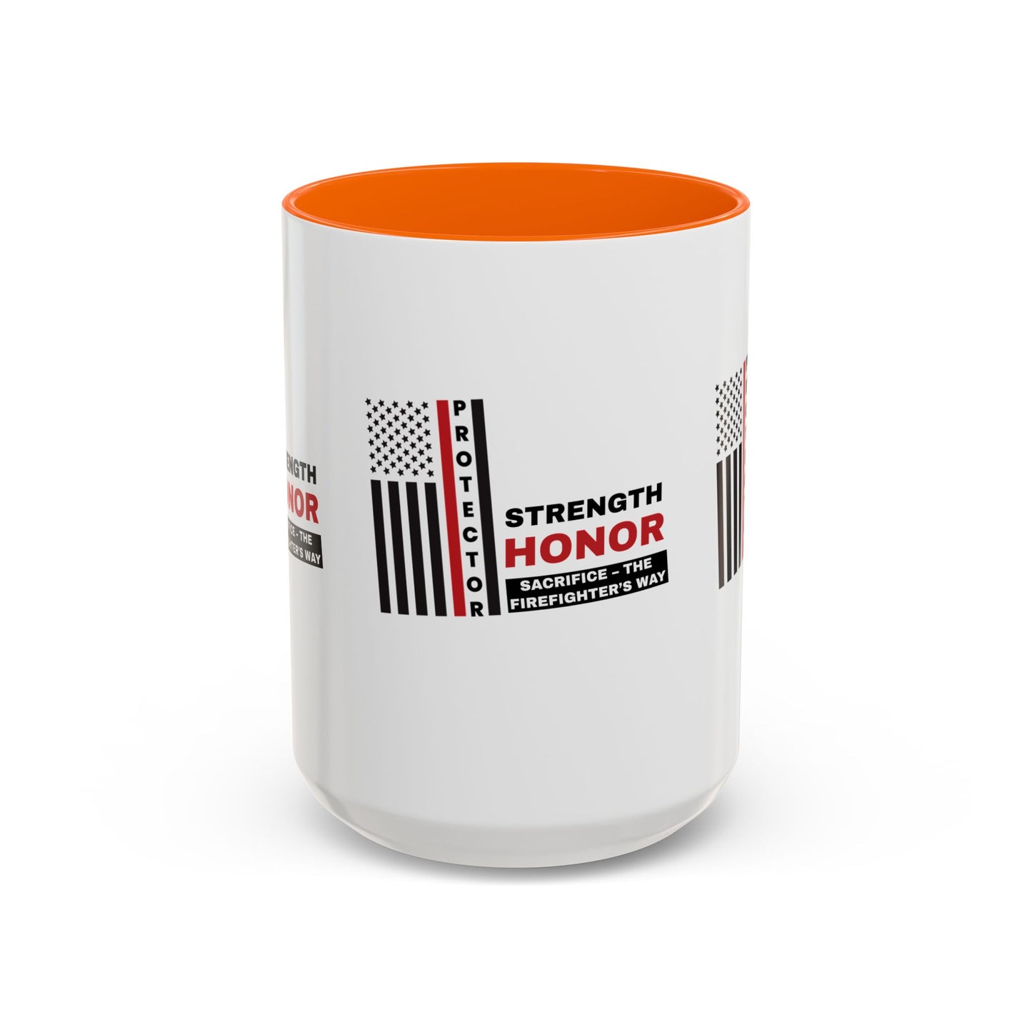 Firefighter Accent Coffee Mug – Strength, honor, sacrifice – the firefighter’s way