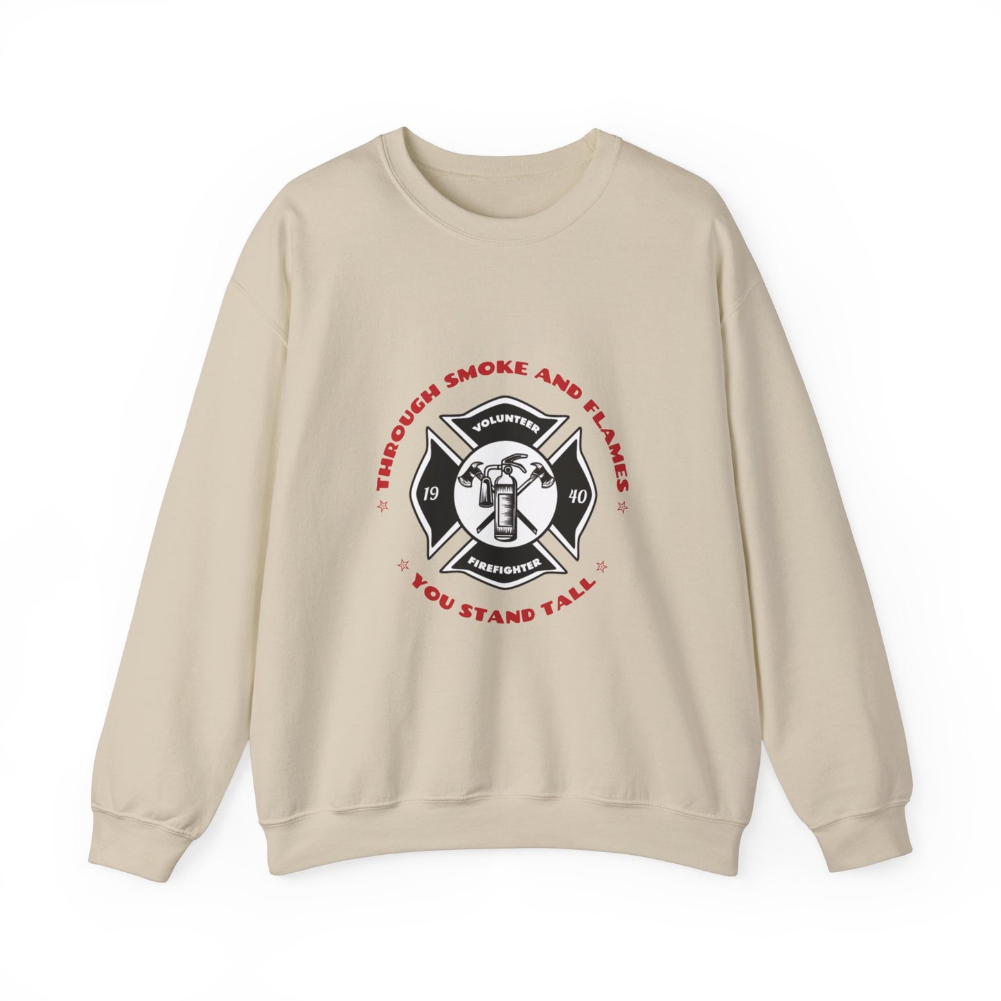 Firefighter Unisex Heavy Blend Crewneck Sweatshirt – Through smoke and flames, you stand tall