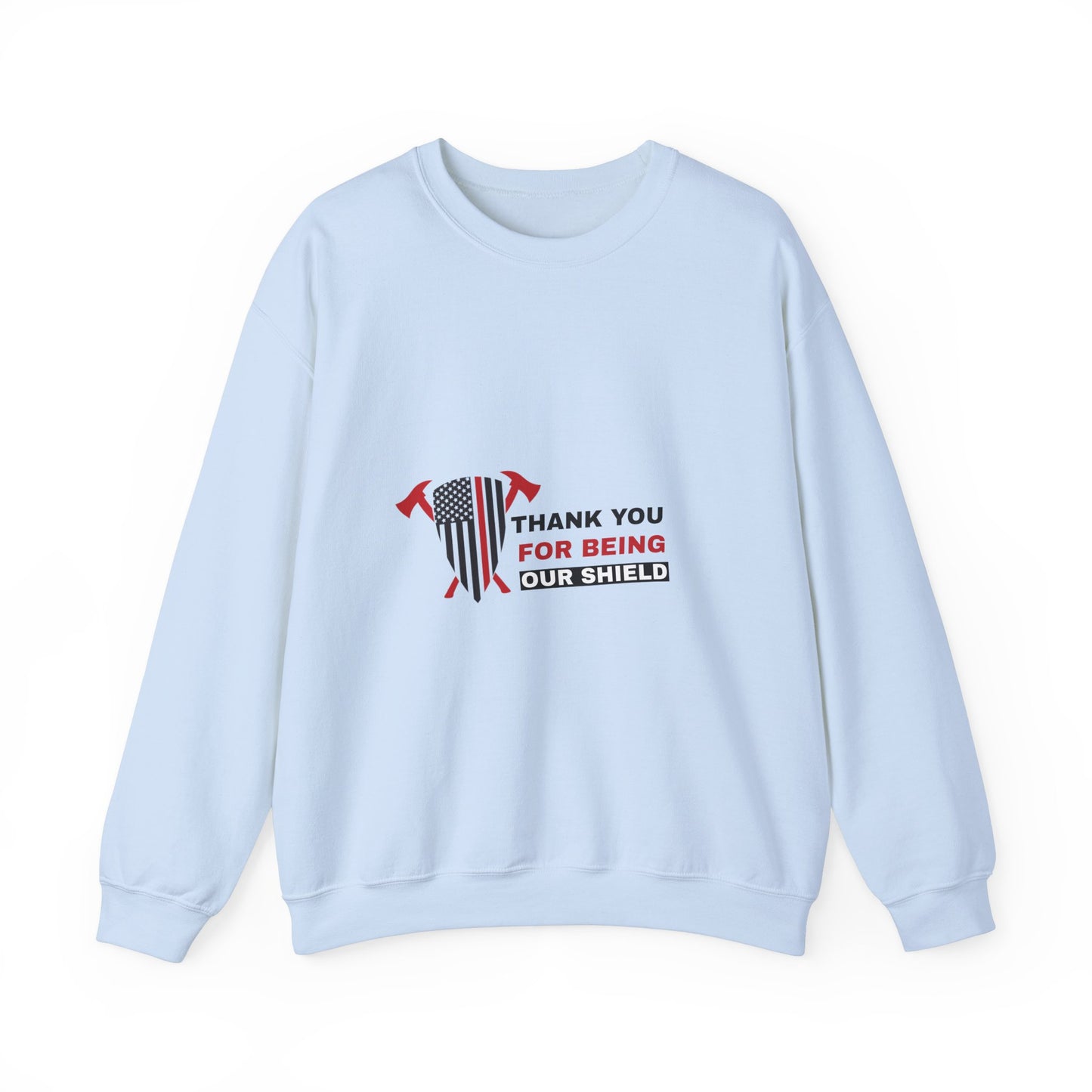 Firefighter Unisex Heavy Blend Crewneck Sweatshirt – Thank you for being our shield