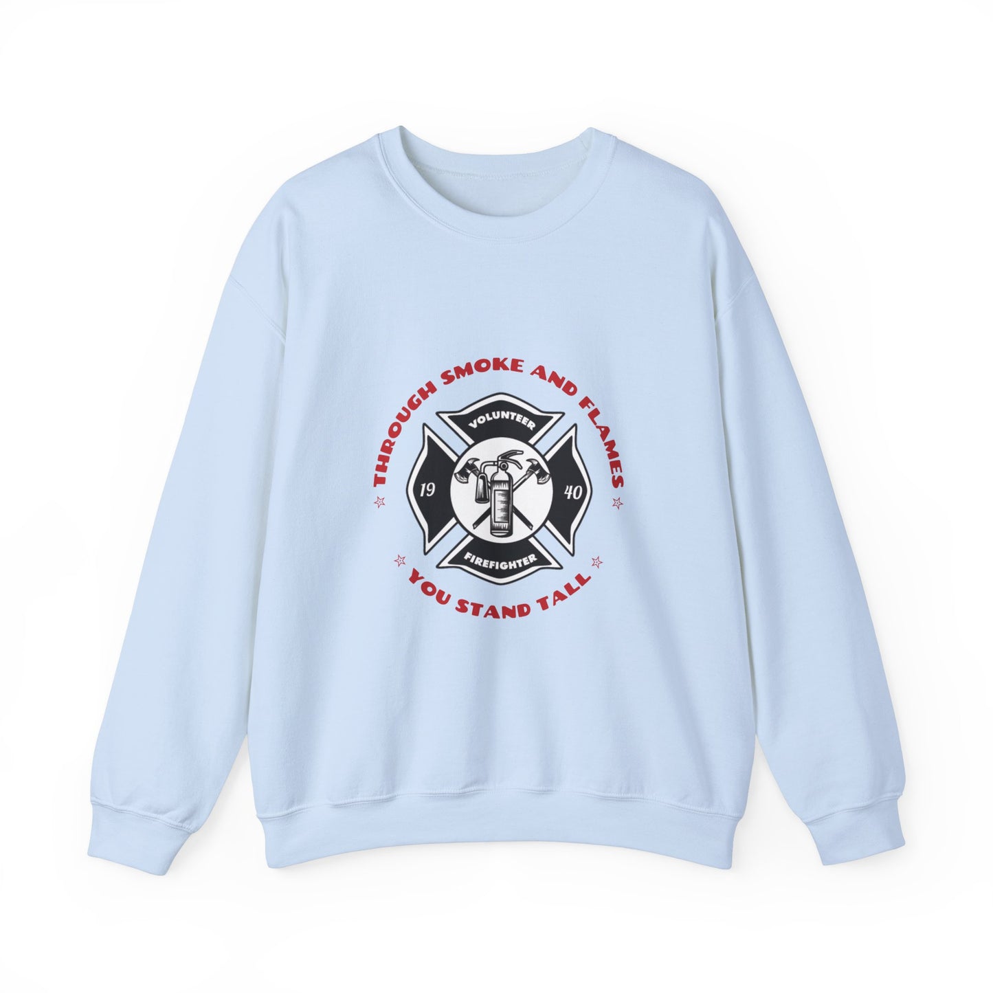 Firefighter Unisex Heavy Blend Crewneck Sweatshirt – Through smoke and flames, you stand tall